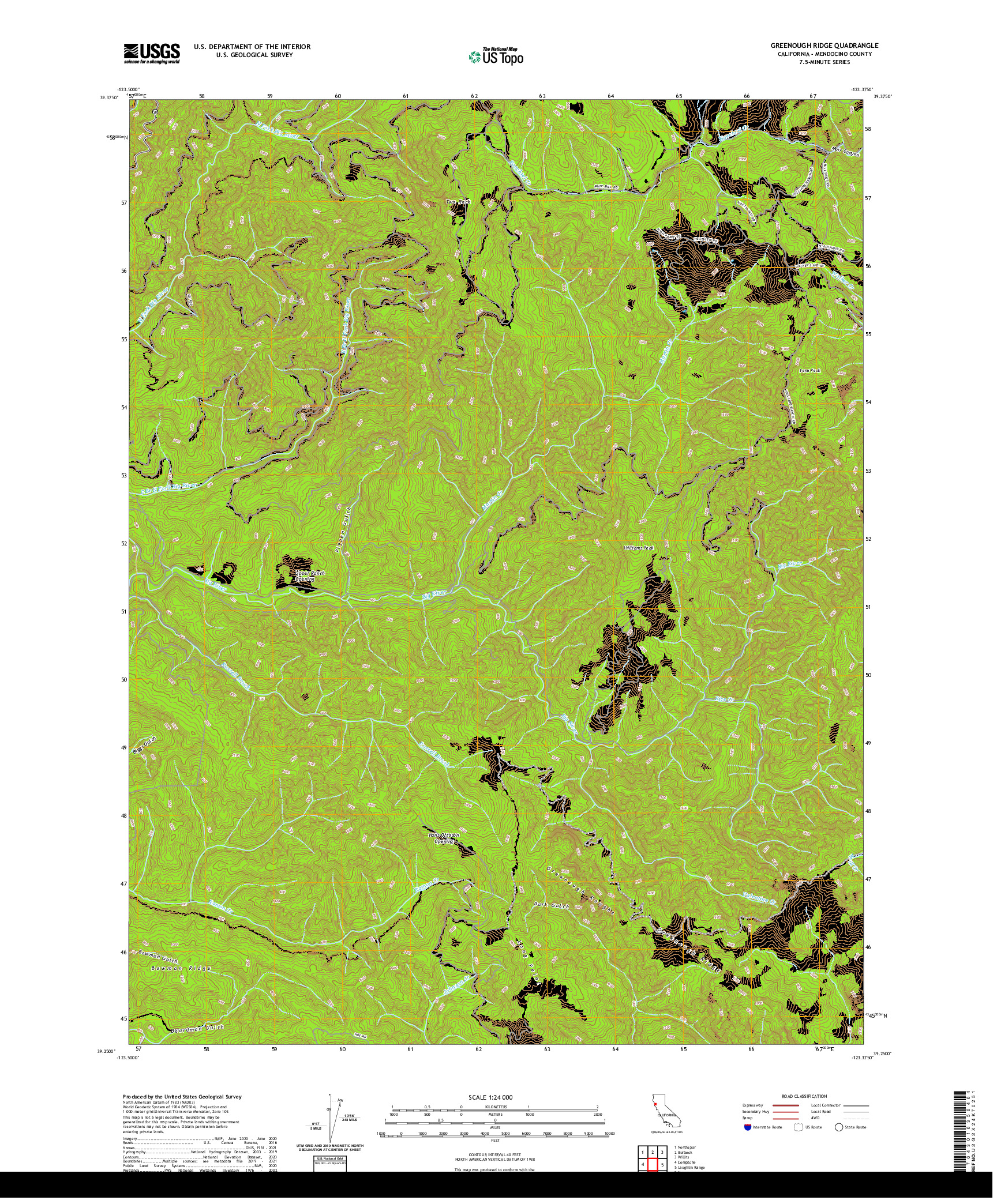 US TOPO 7.5-MINUTE MAP FOR GREENOUGH RIDGE, CA