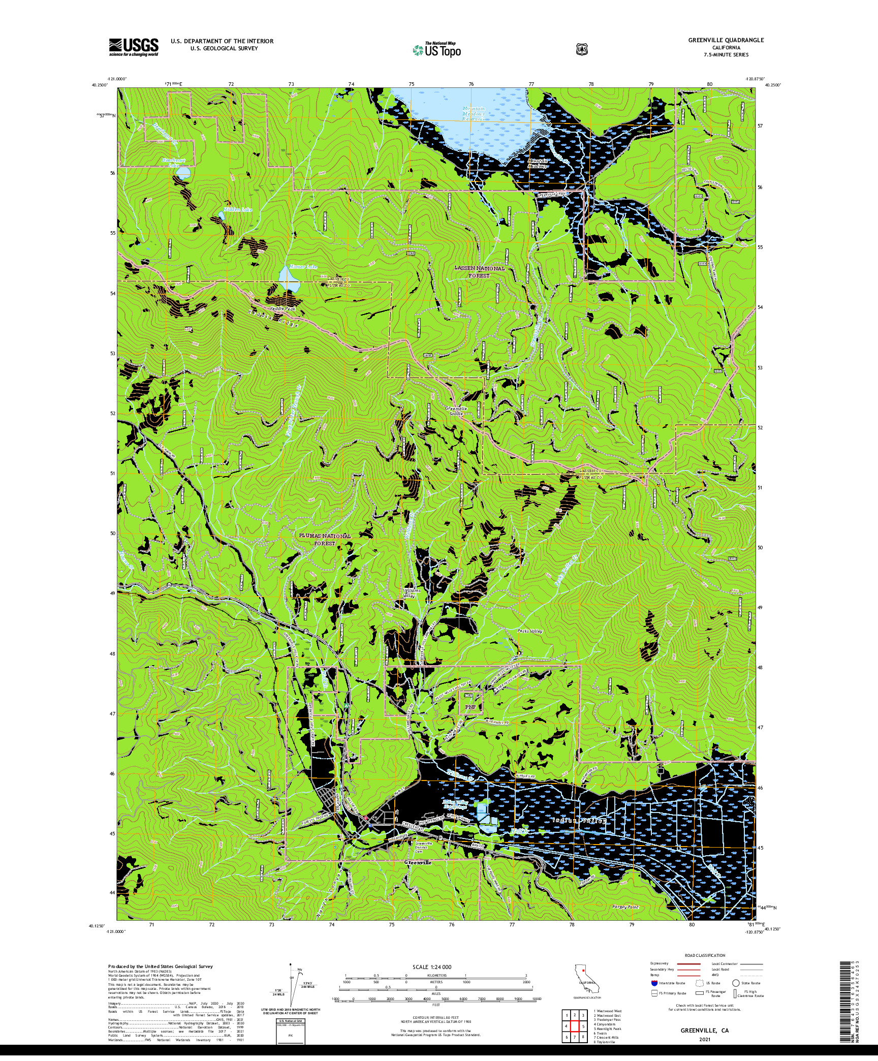 US TOPO 7.5-MINUTE MAP FOR GREENVILLE, CA