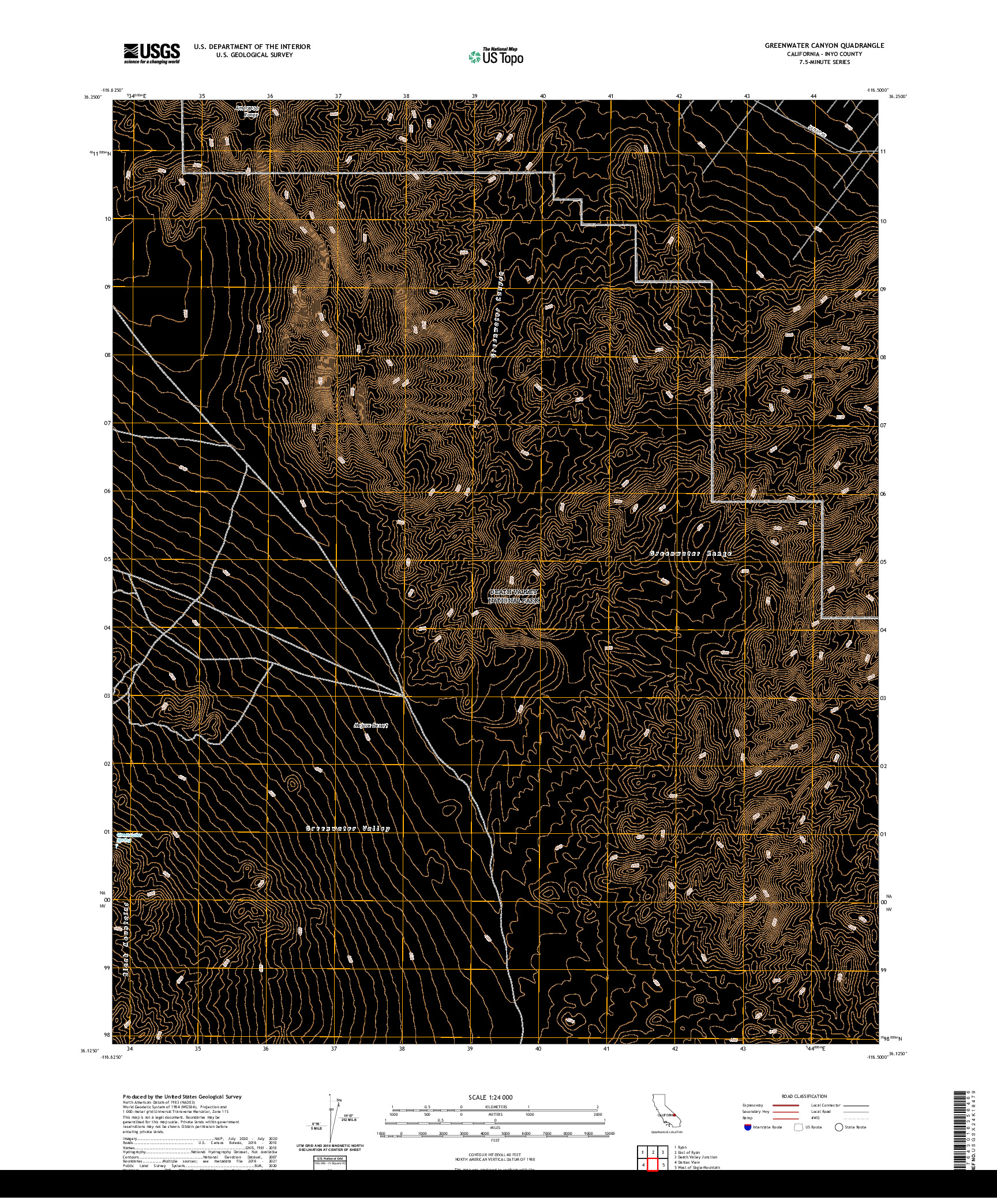 US TOPO 7.5-MINUTE MAP FOR GREENWATER CANYON, CA