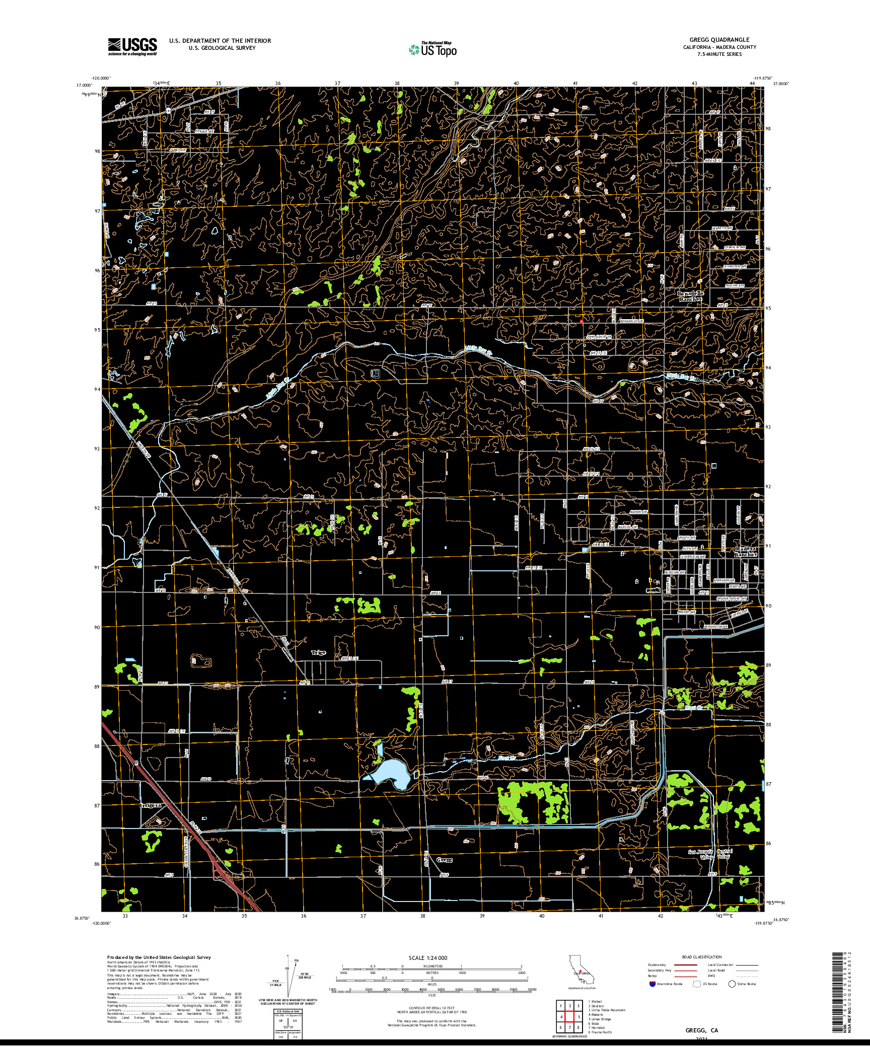 US TOPO 7.5-MINUTE MAP FOR GREGG, CA