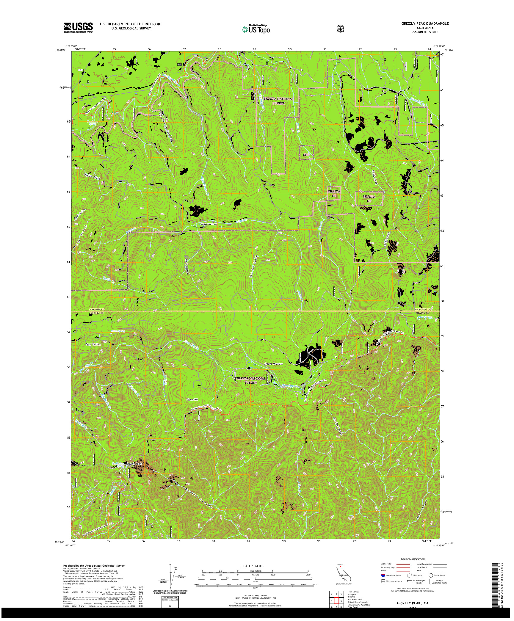 US TOPO 7.5-MINUTE MAP FOR GRIZZLY PEAK, CA