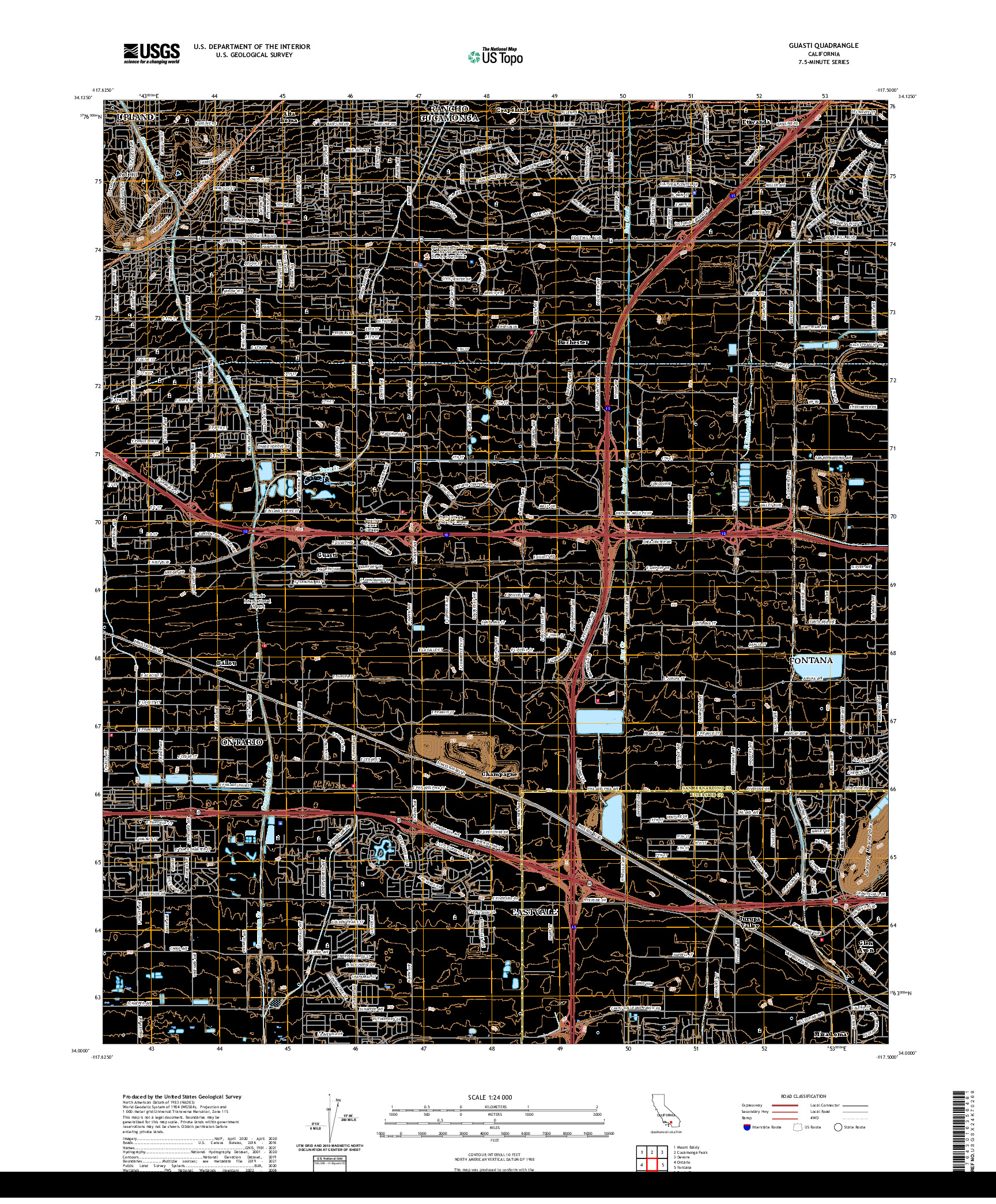 US TOPO 7.5-MINUTE MAP FOR GUASTI, CA