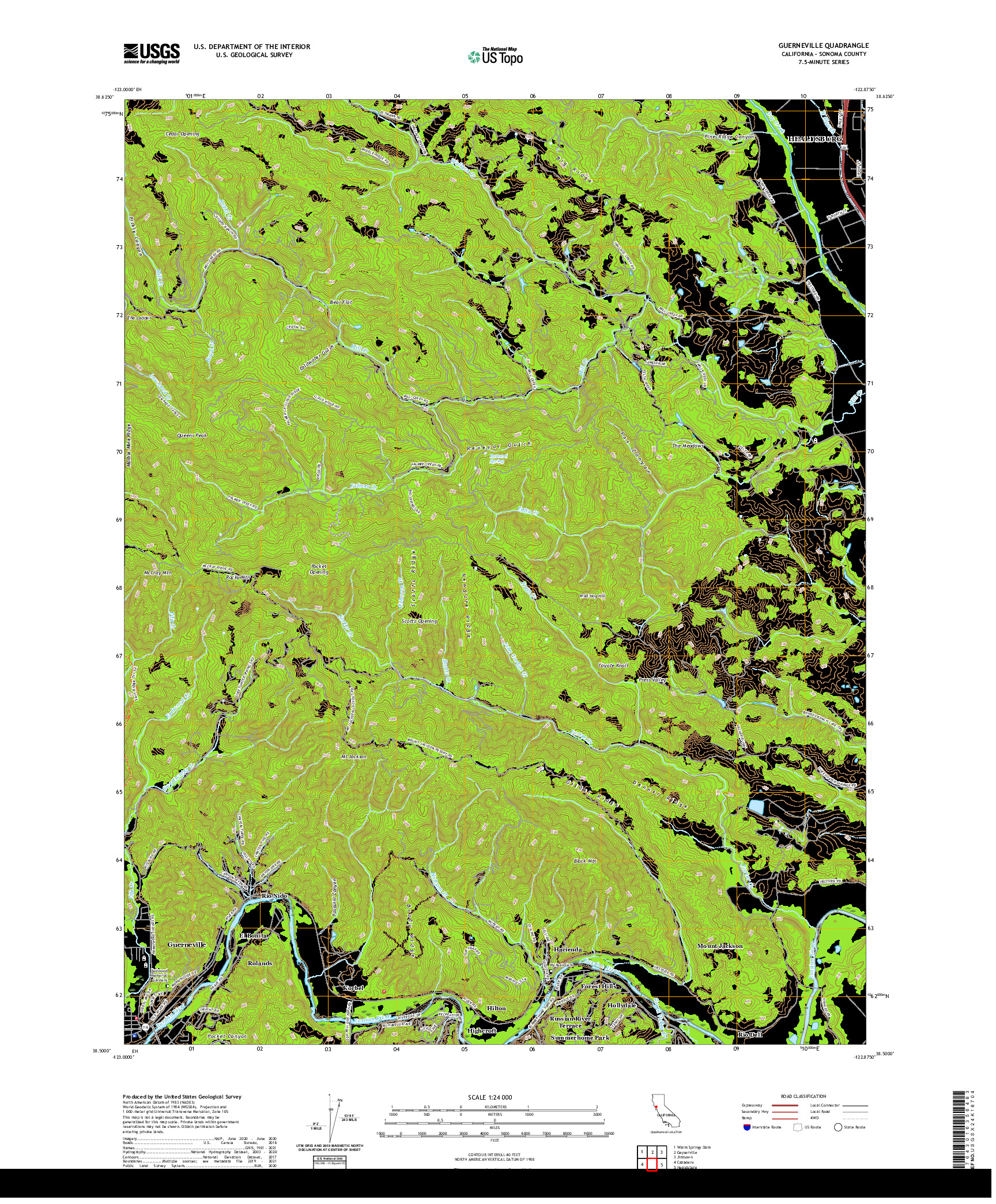 US TOPO 7.5-MINUTE MAP FOR GUERNEVILLE, CA