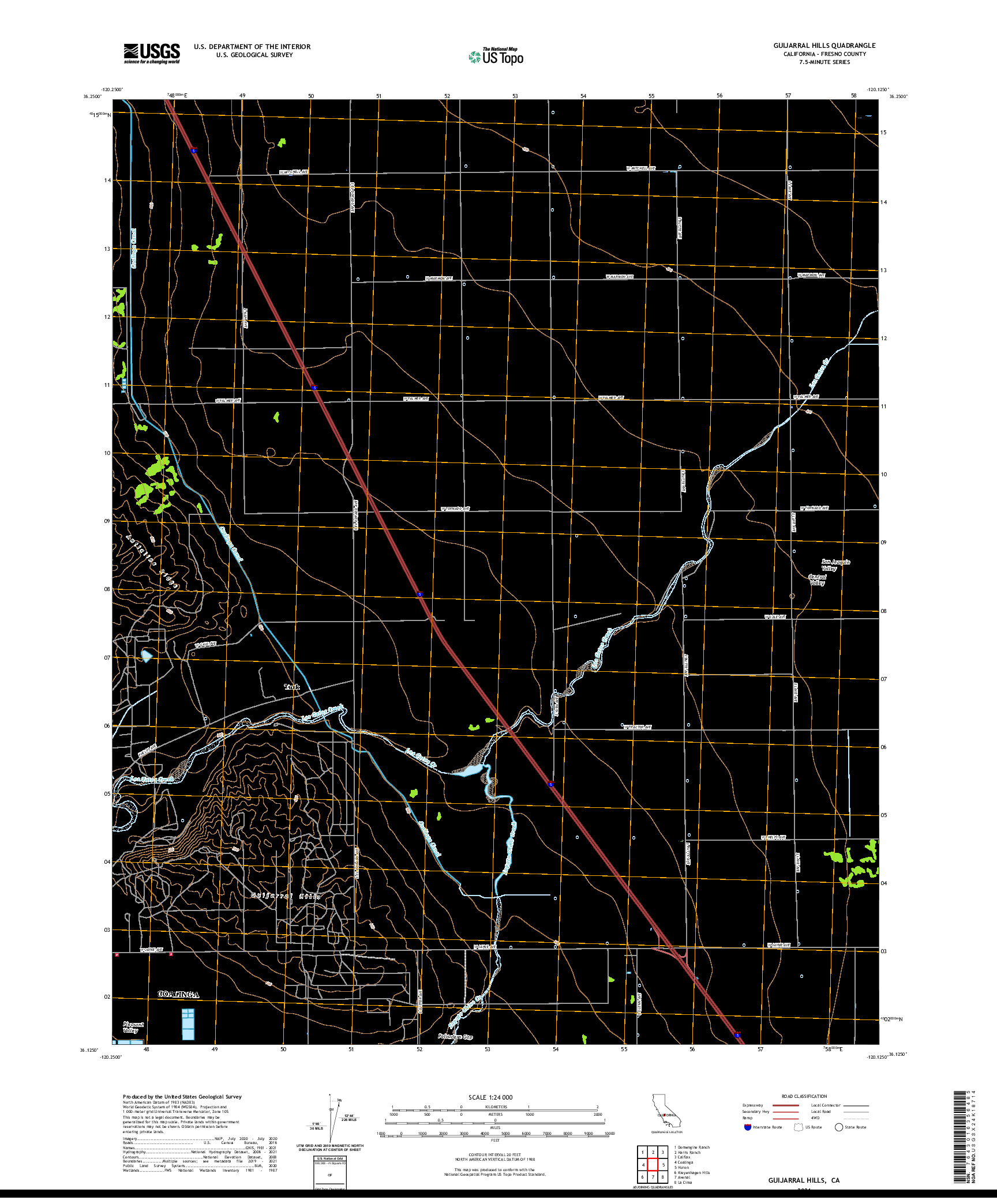 US TOPO 7.5-MINUTE MAP FOR GUIJARRAL HILLS, CA