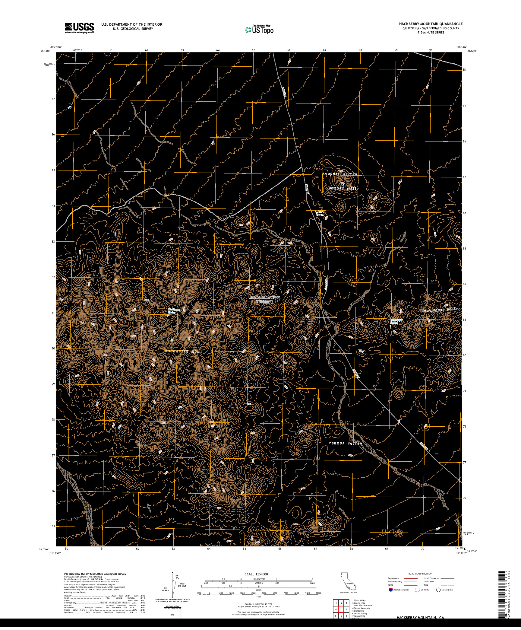 US TOPO 7.5-MINUTE MAP FOR HACKBERRY MOUNTAIN, CA