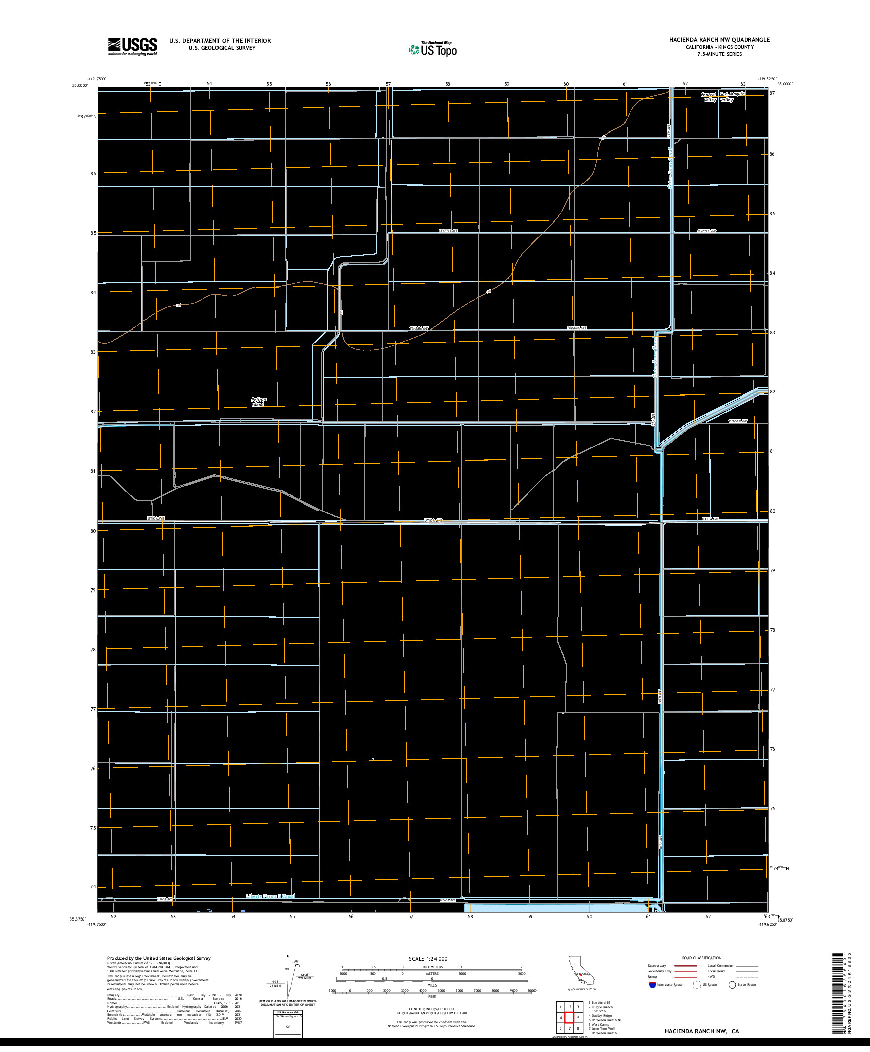 US TOPO 7.5-MINUTE MAP FOR HACIENDA RANCH NW, CA