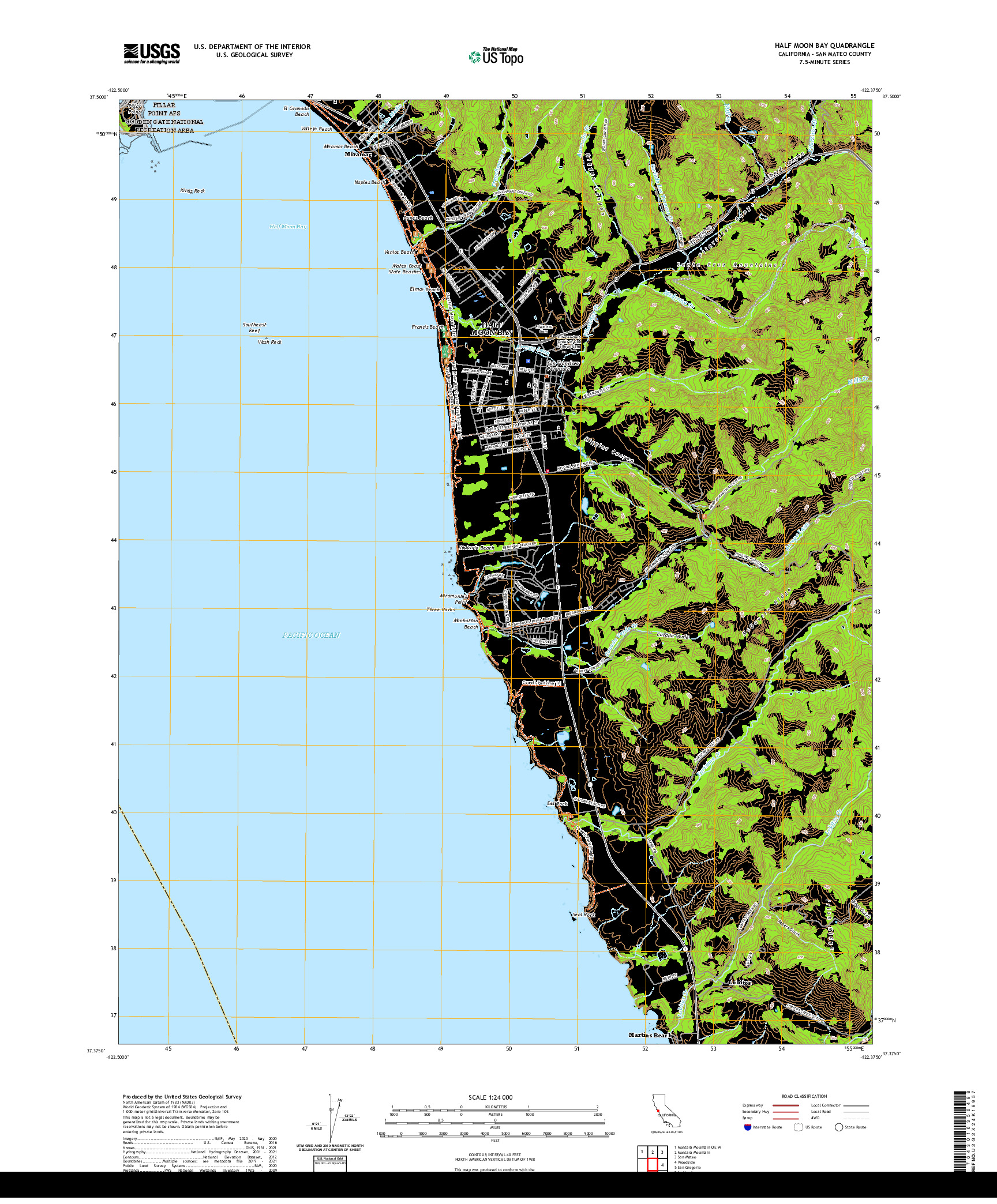 US TOPO 7.5-MINUTE MAP FOR HALF MOON BAY, CA