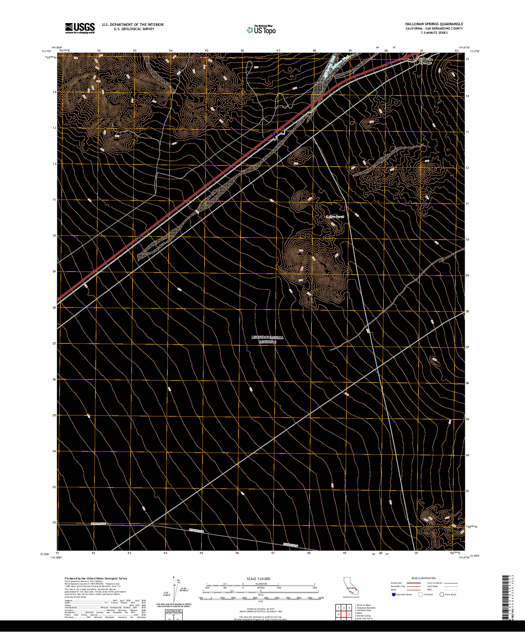 US TOPO 7.5-MINUTE MAP FOR HALLORAN SPRINGS, CA