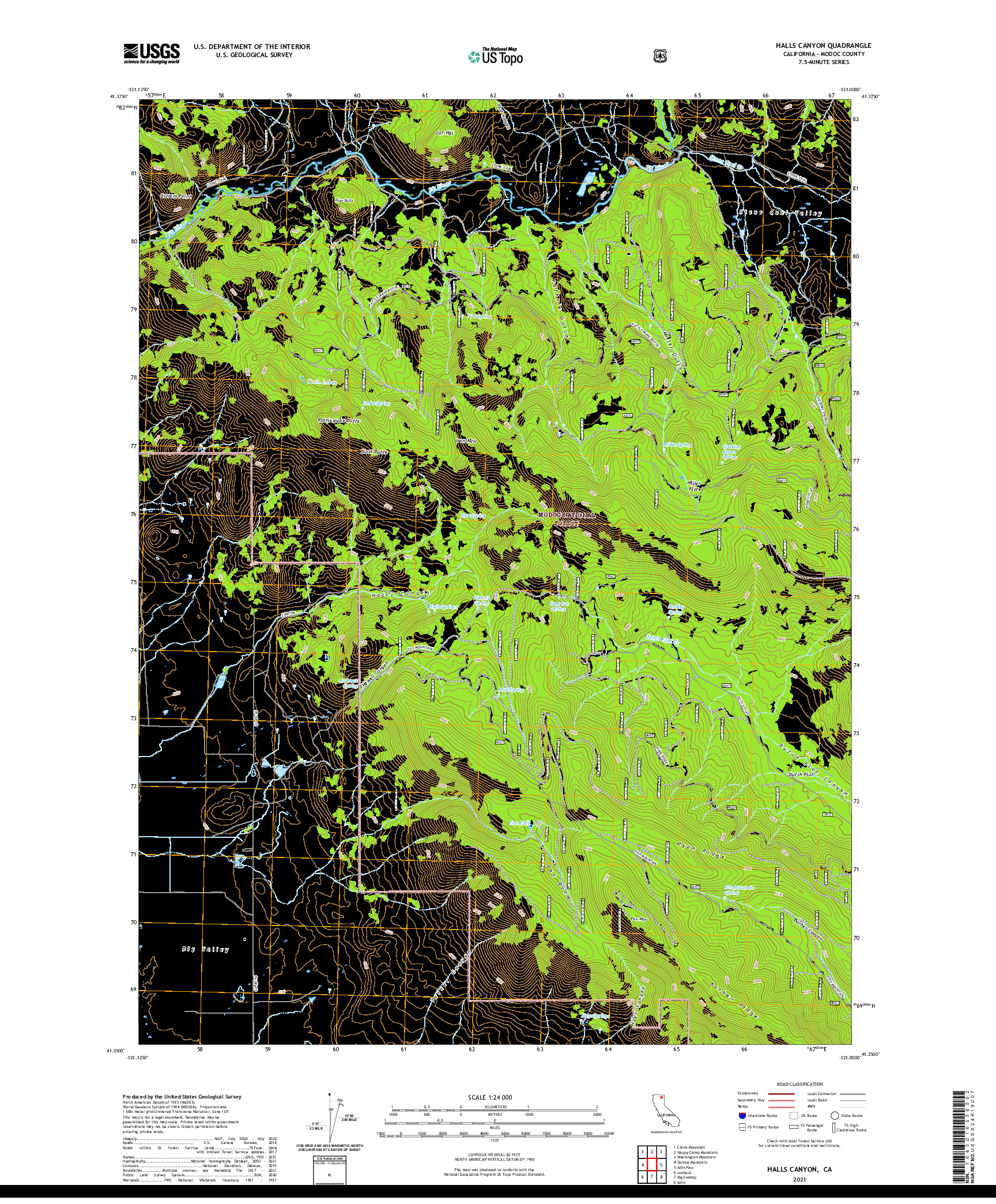 US TOPO 7.5-MINUTE MAP FOR HALLS CANYON, CA