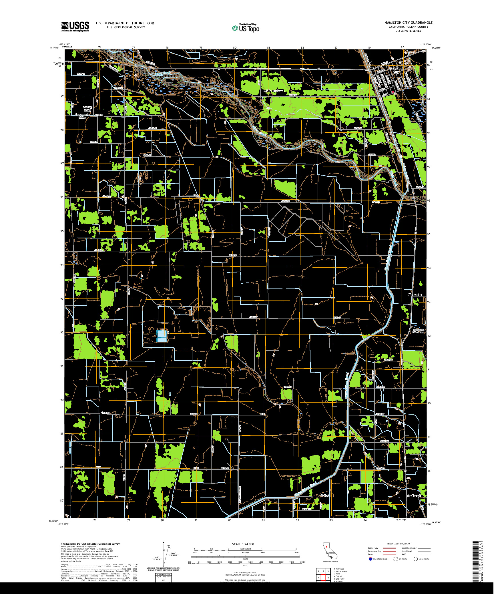 US TOPO 7.5-MINUTE MAP FOR HAMILTON CITY, CA