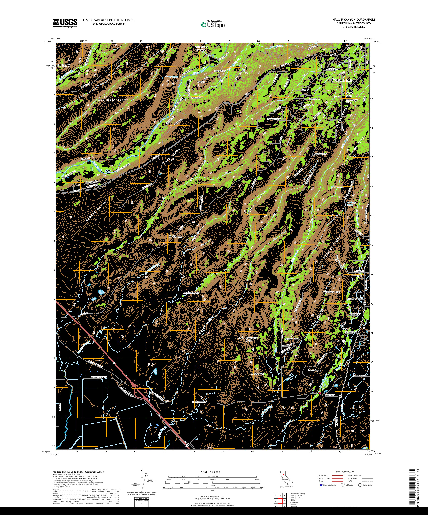 US TOPO 7.5-MINUTE MAP FOR HAMLIN CANYON, CA