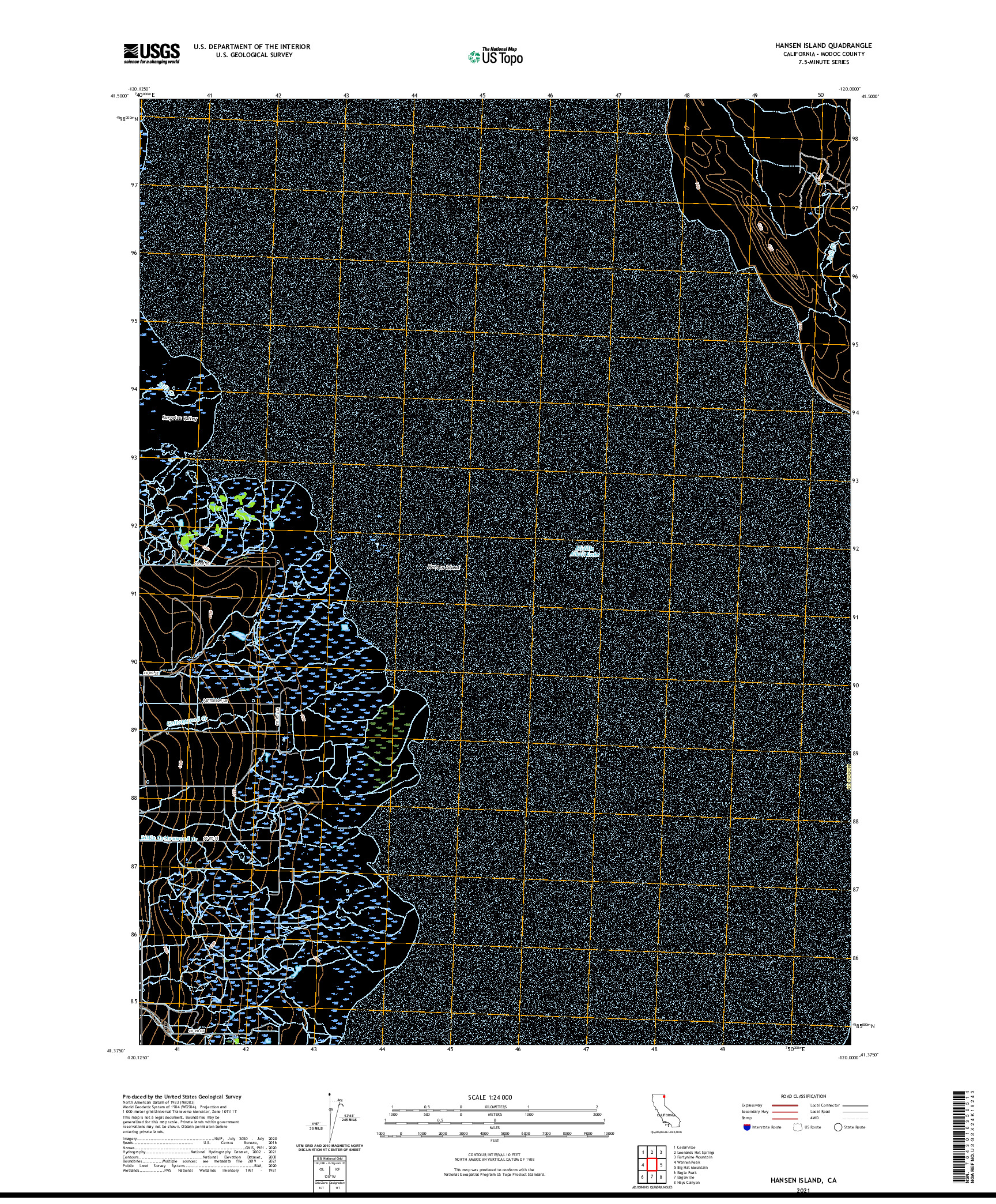 US TOPO 7.5-MINUTE MAP FOR HANSEN ISLAND, CA