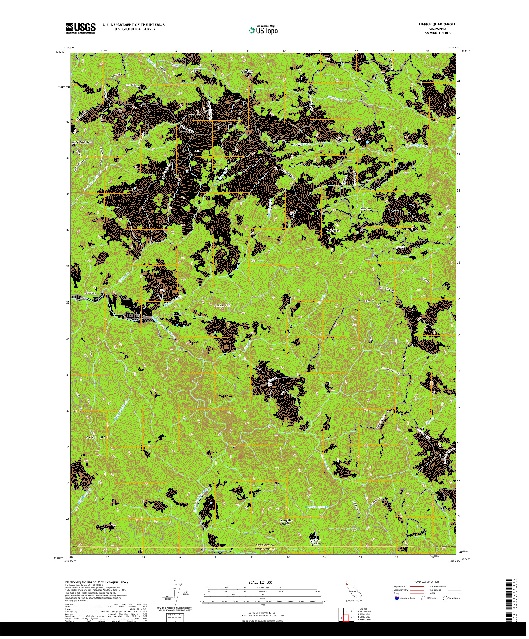 US TOPO 7.5-MINUTE MAP FOR HARRIS, CA