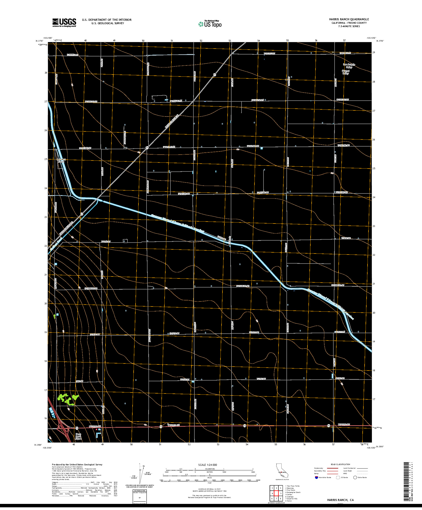 US TOPO 7.5-MINUTE MAP FOR HARRIS RANCH, CA