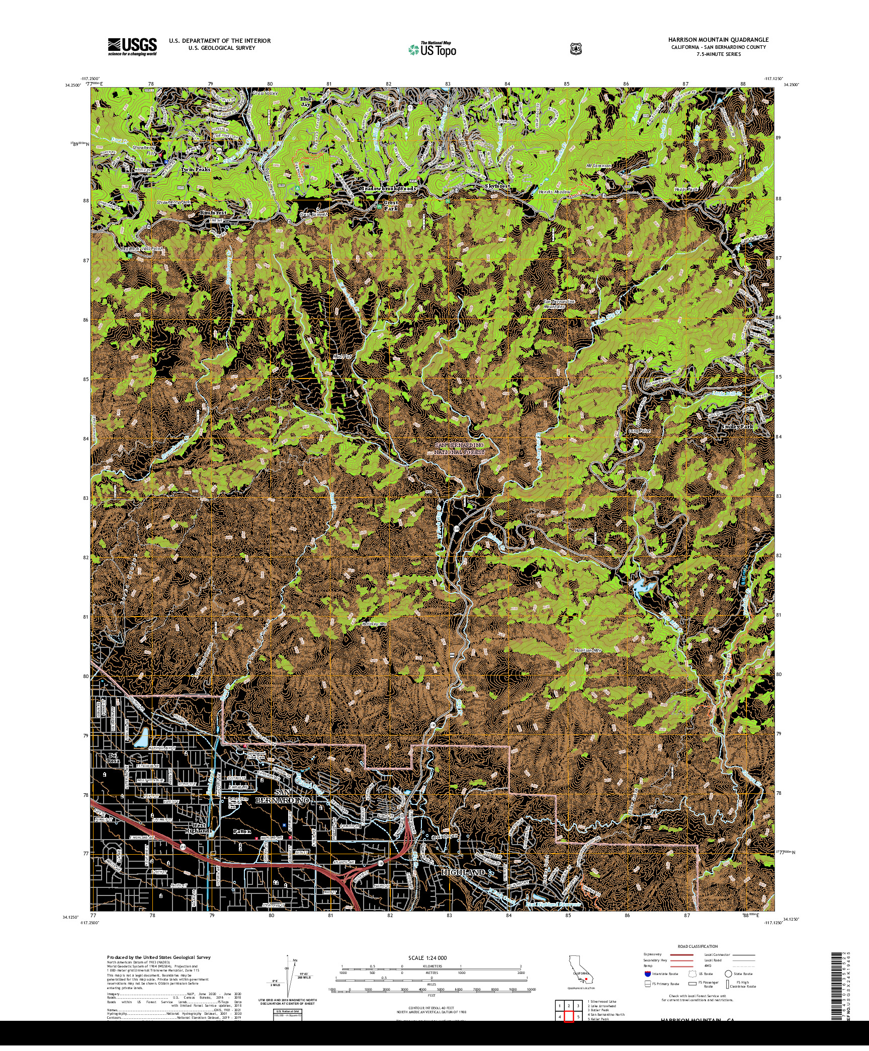 US TOPO 7.5-MINUTE MAP FOR HARRISON MOUNTAIN, CA