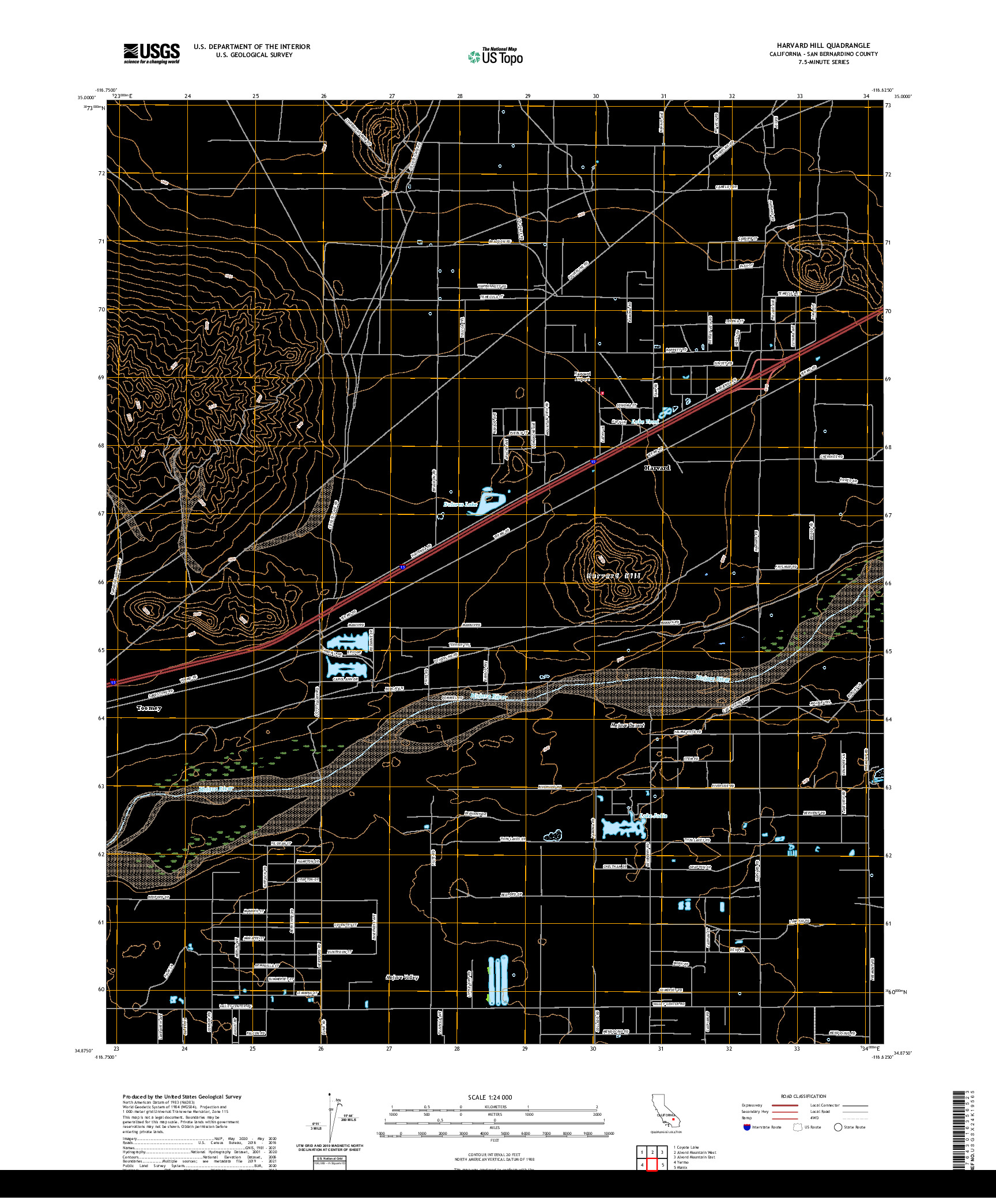 US TOPO 7.5-MINUTE MAP FOR HARVARD HILL, CA