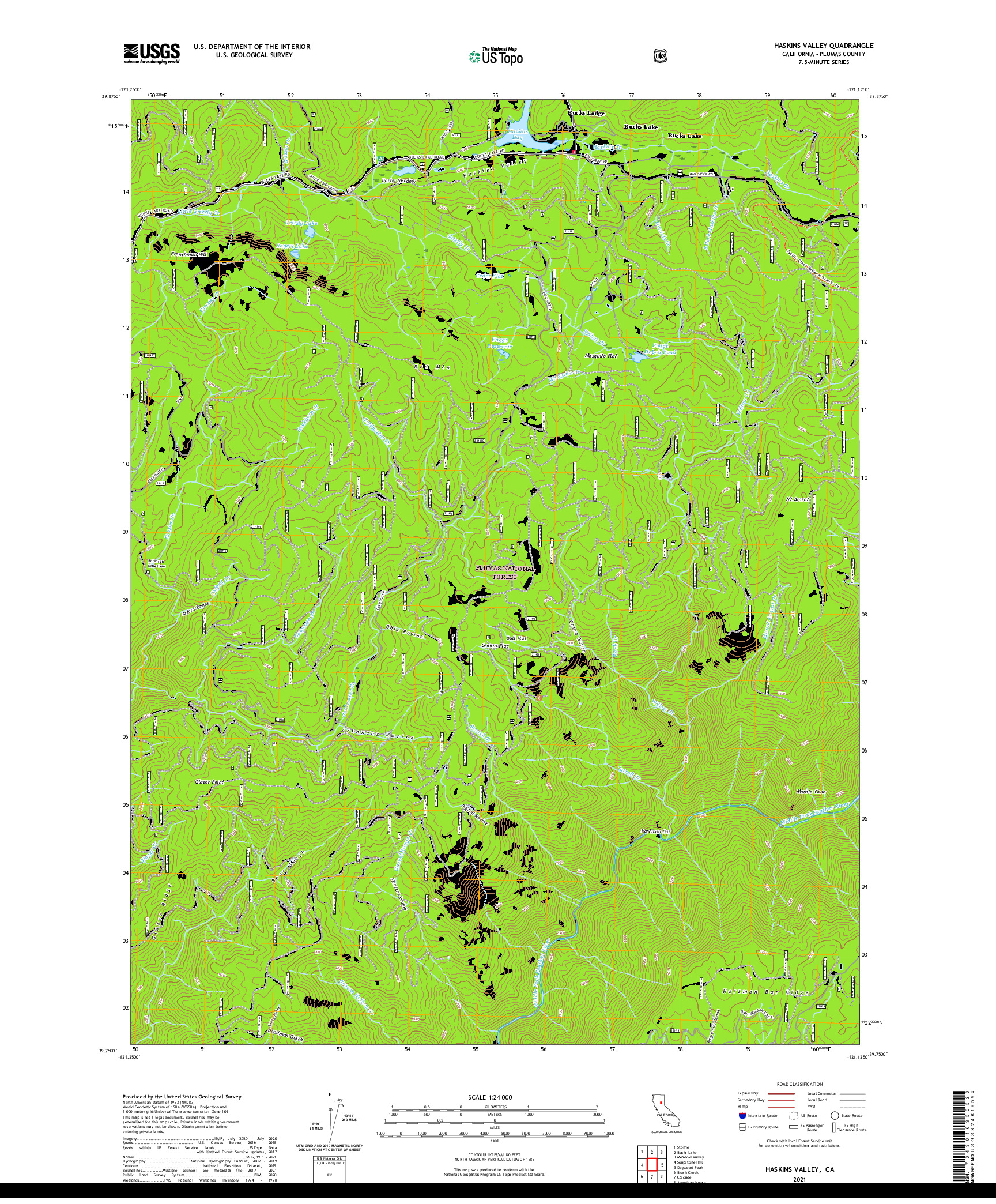 US TOPO 7.5-MINUTE MAP FOR HASKINS VALLEY, CA