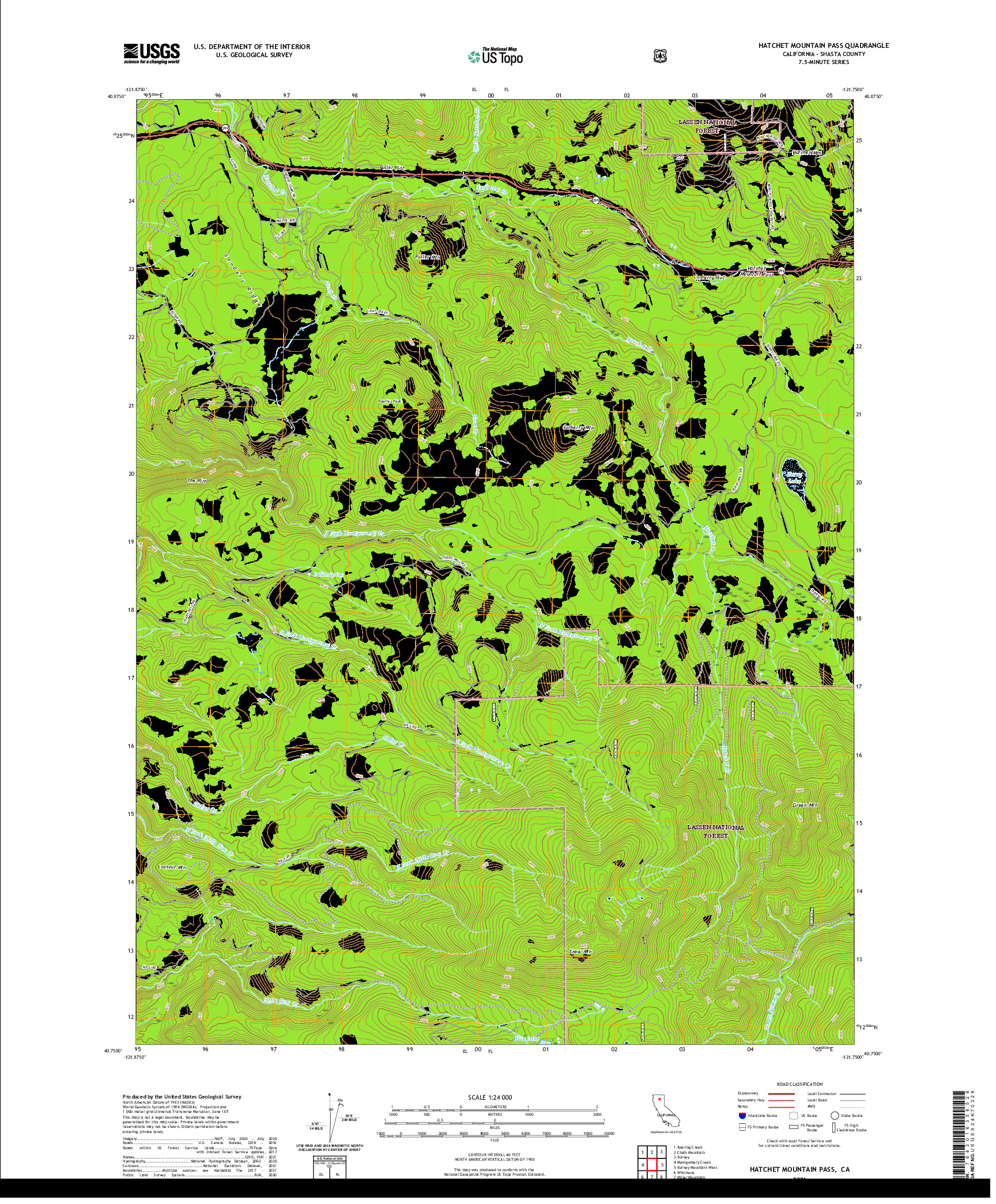 US TOPO 7.5-MINUTE MAP FOR HATCHET MOUNTAIN PASS, CA