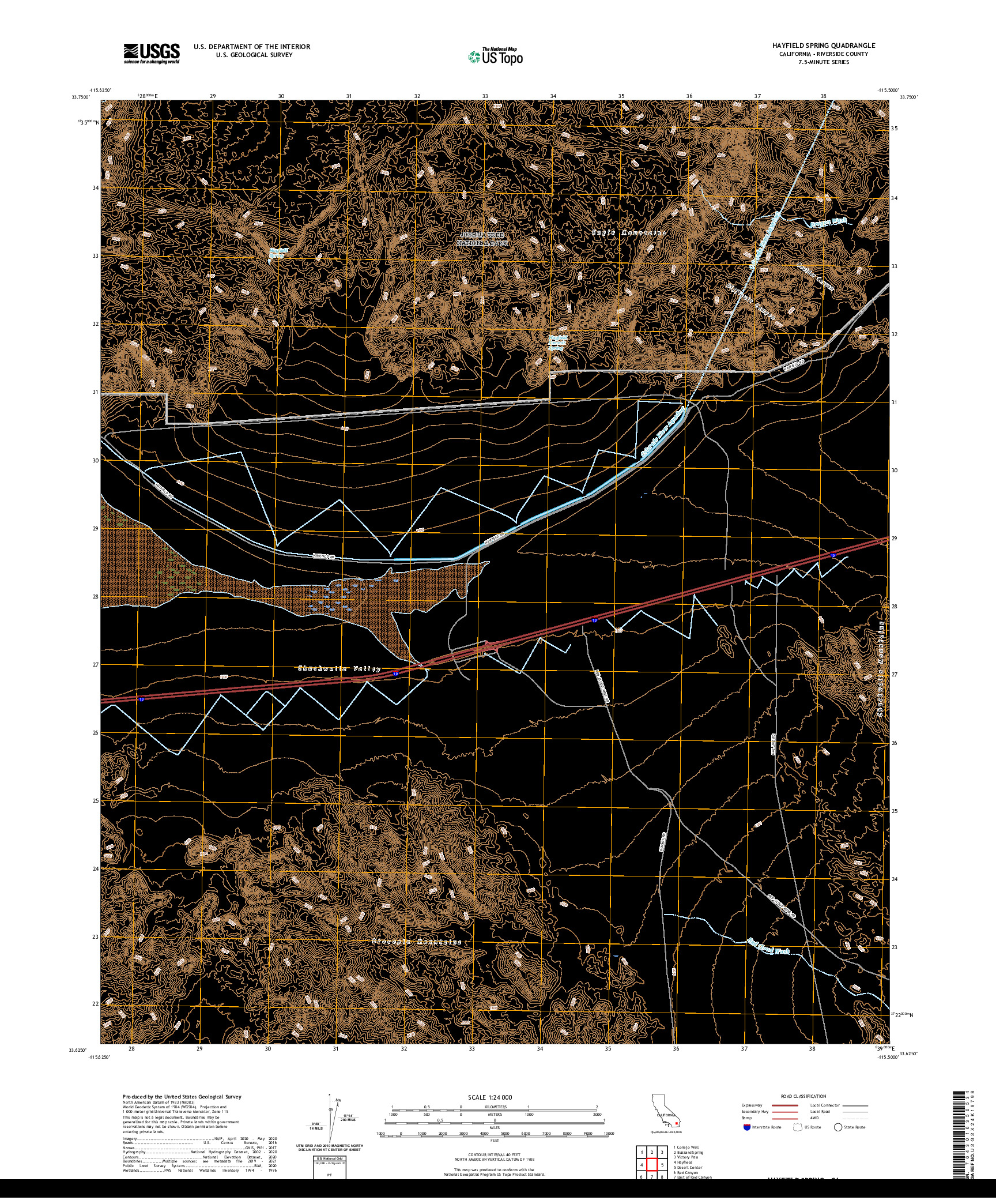 US TOPO 7.5-MINUTE MAP FOR HAYFIELD SPRING, CA