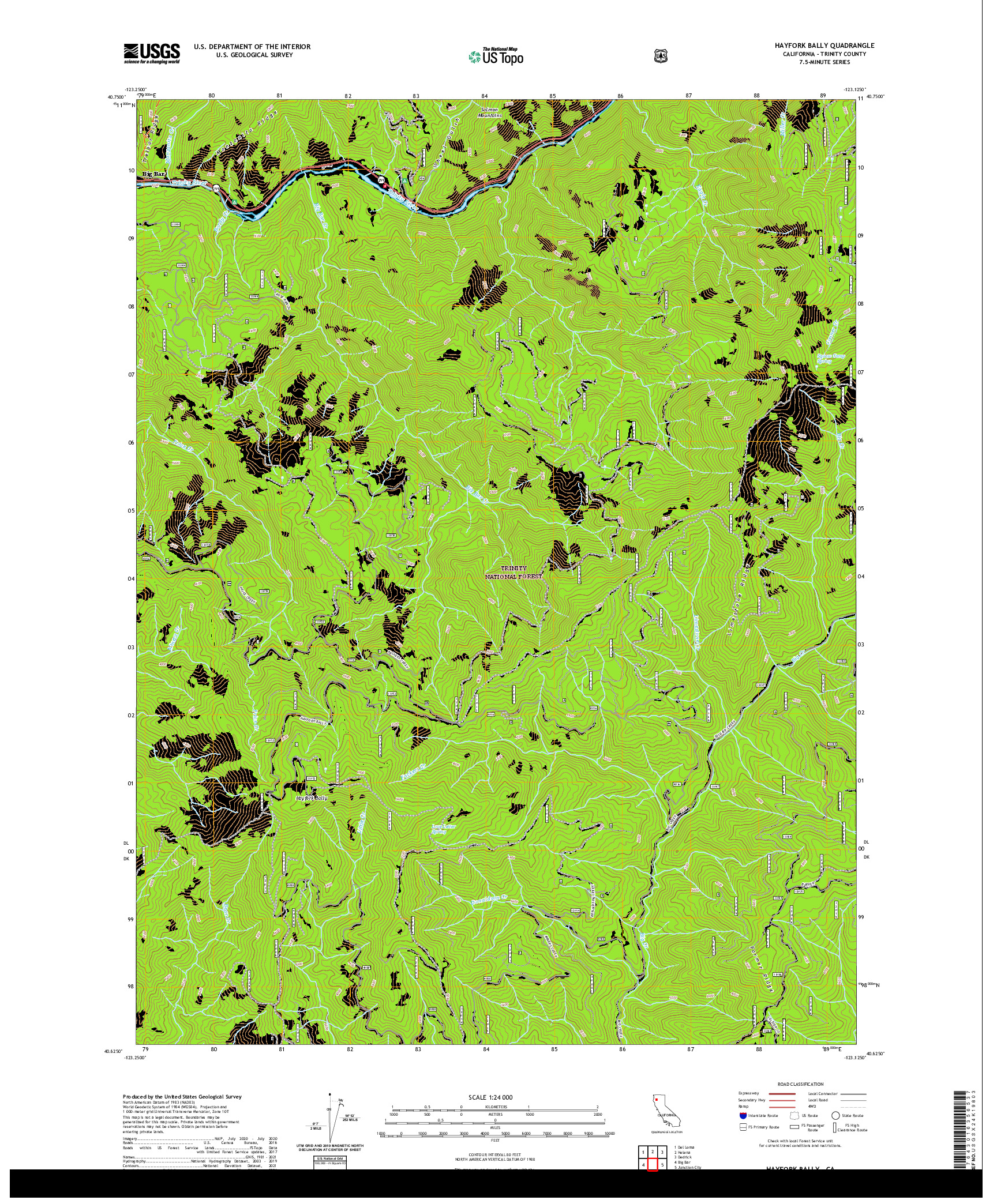 US TOPO 7.5-MINUTE MAP FOR HAYFORK BALLY, CA