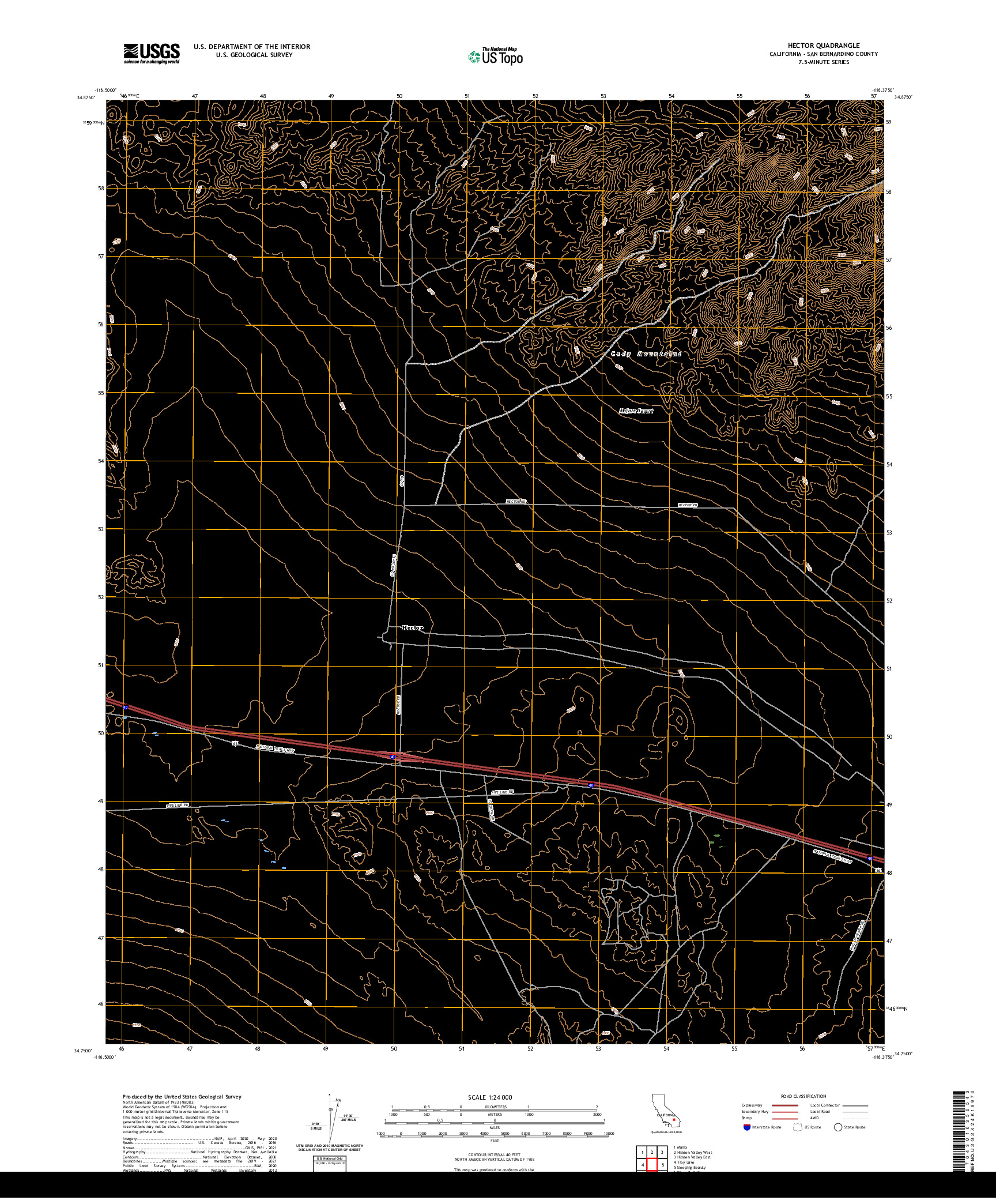 US TOPO 7.5-MINUTE MAP FOR HECTOR, CA