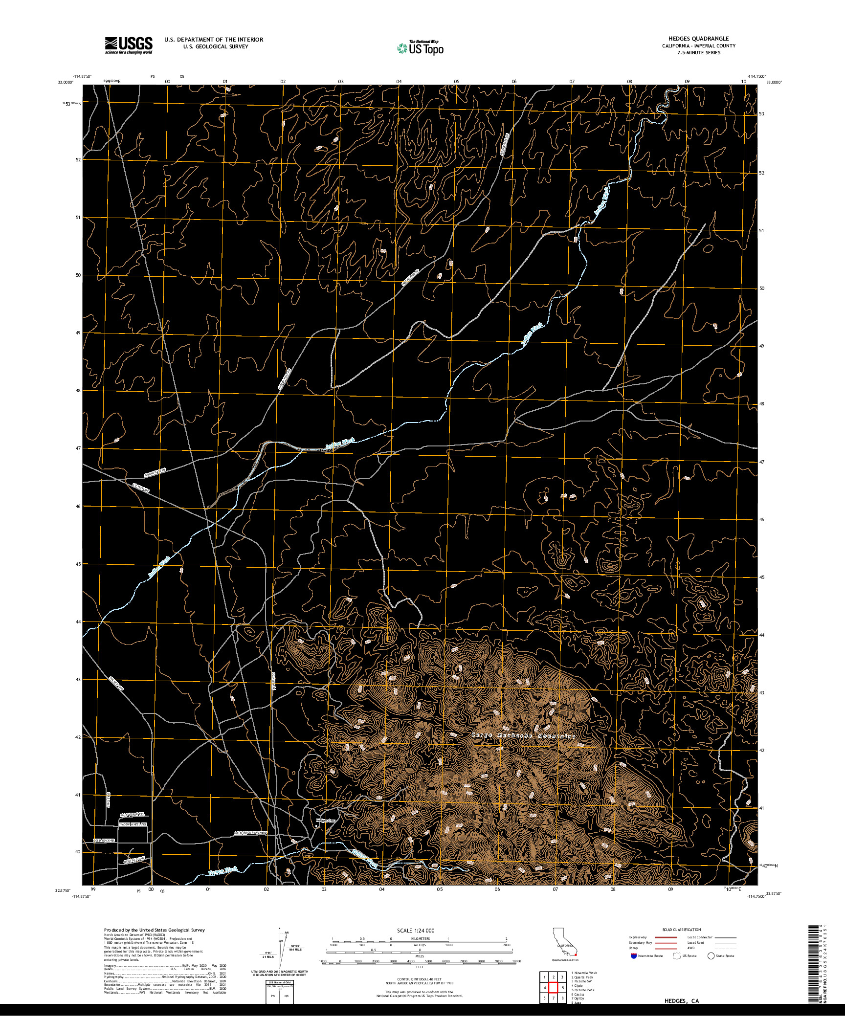 US TOPO 7.5-MINUTE MAP FOR HEDGES, CA