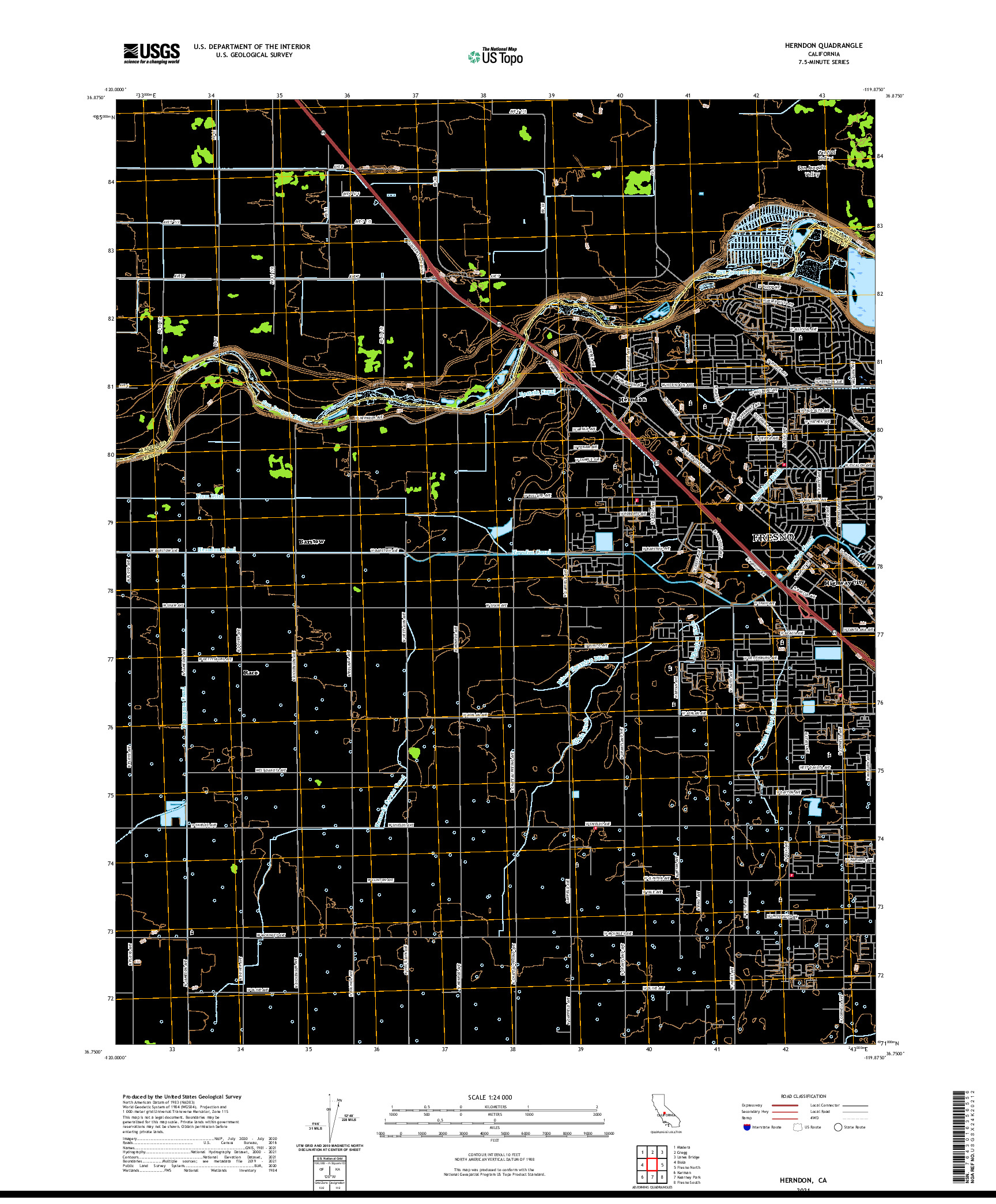 US TOPO 7.5-MINUTE MAP FOR HERNDON, CA