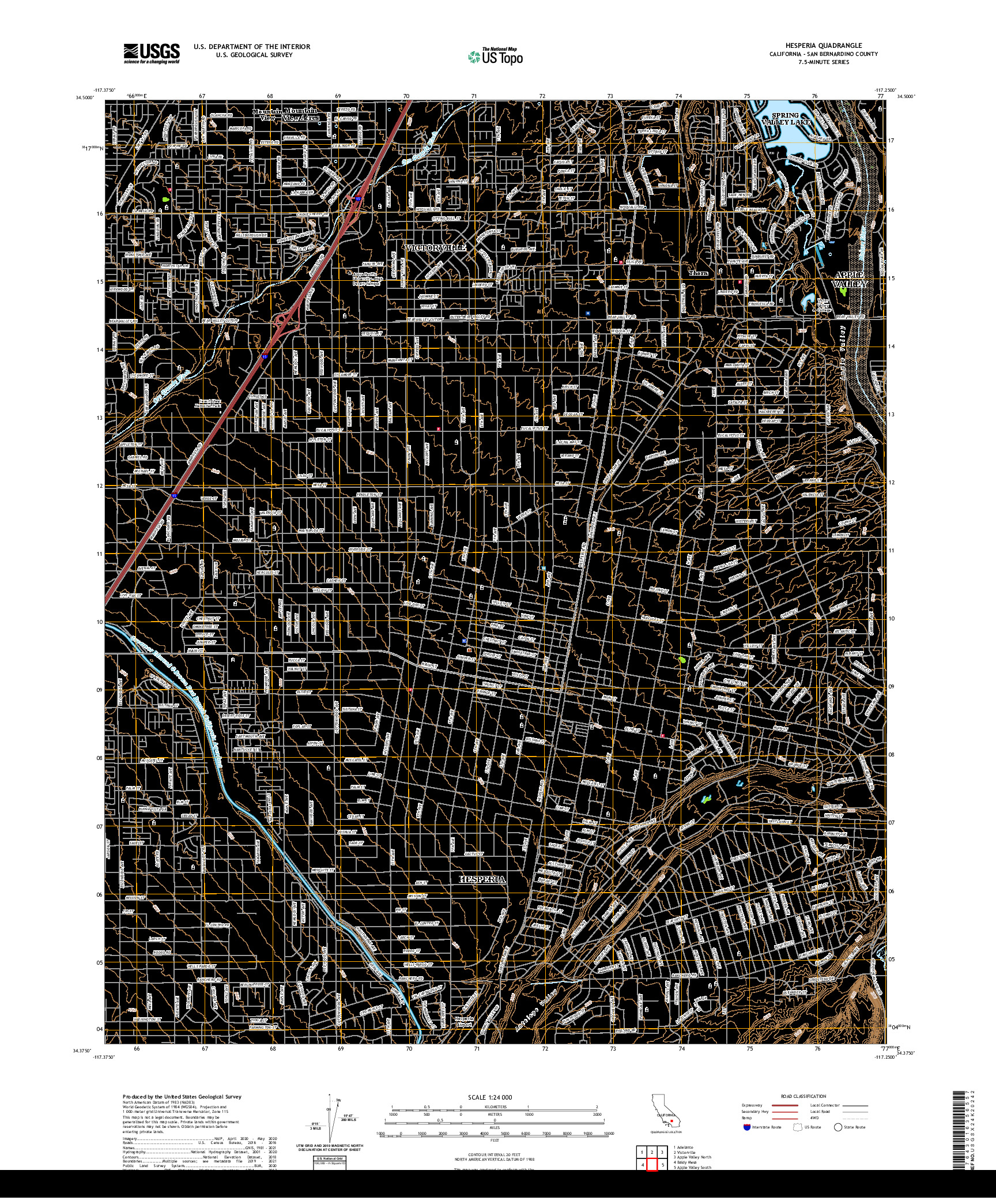 US TOPO 7.5-MINUTE MAP FOR HESPERIA, CA