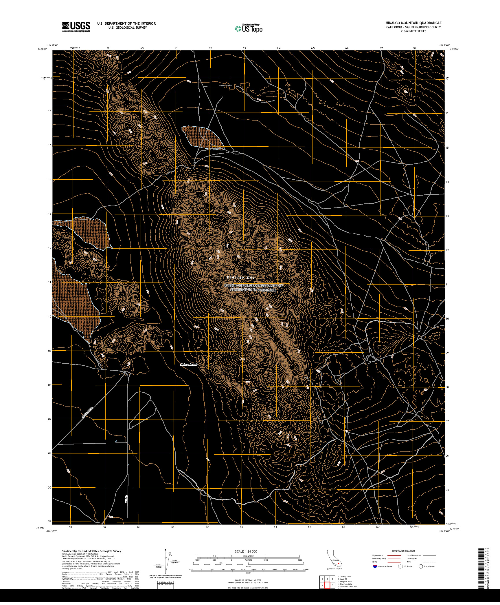 US TOPO 7.5-MINUTE MAP FOR HIDALGO MOUNTAIN, CA