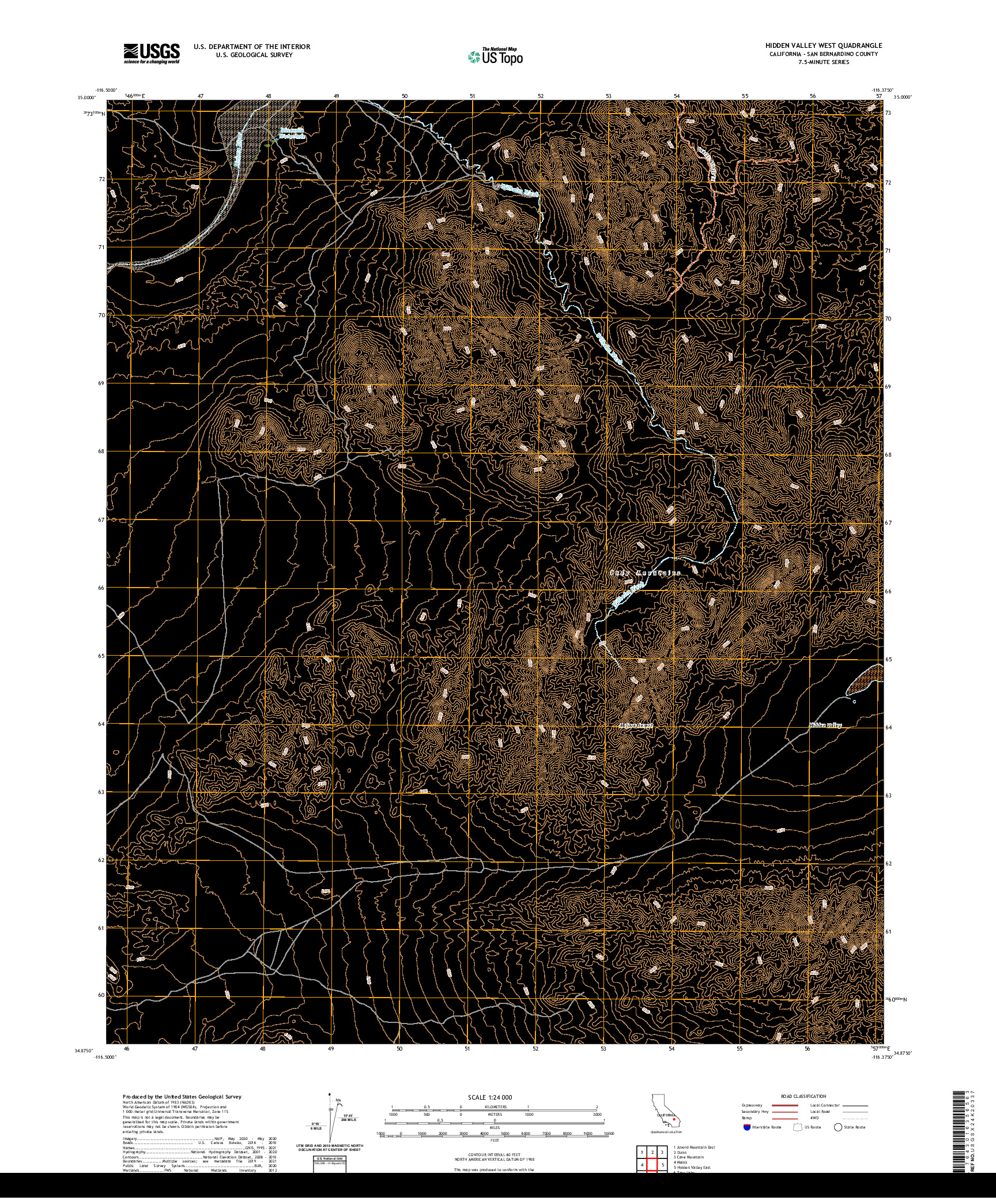 US TOPO 7.5-MINUTE MAP FOR HIDDEN VALLEY WEST, CA