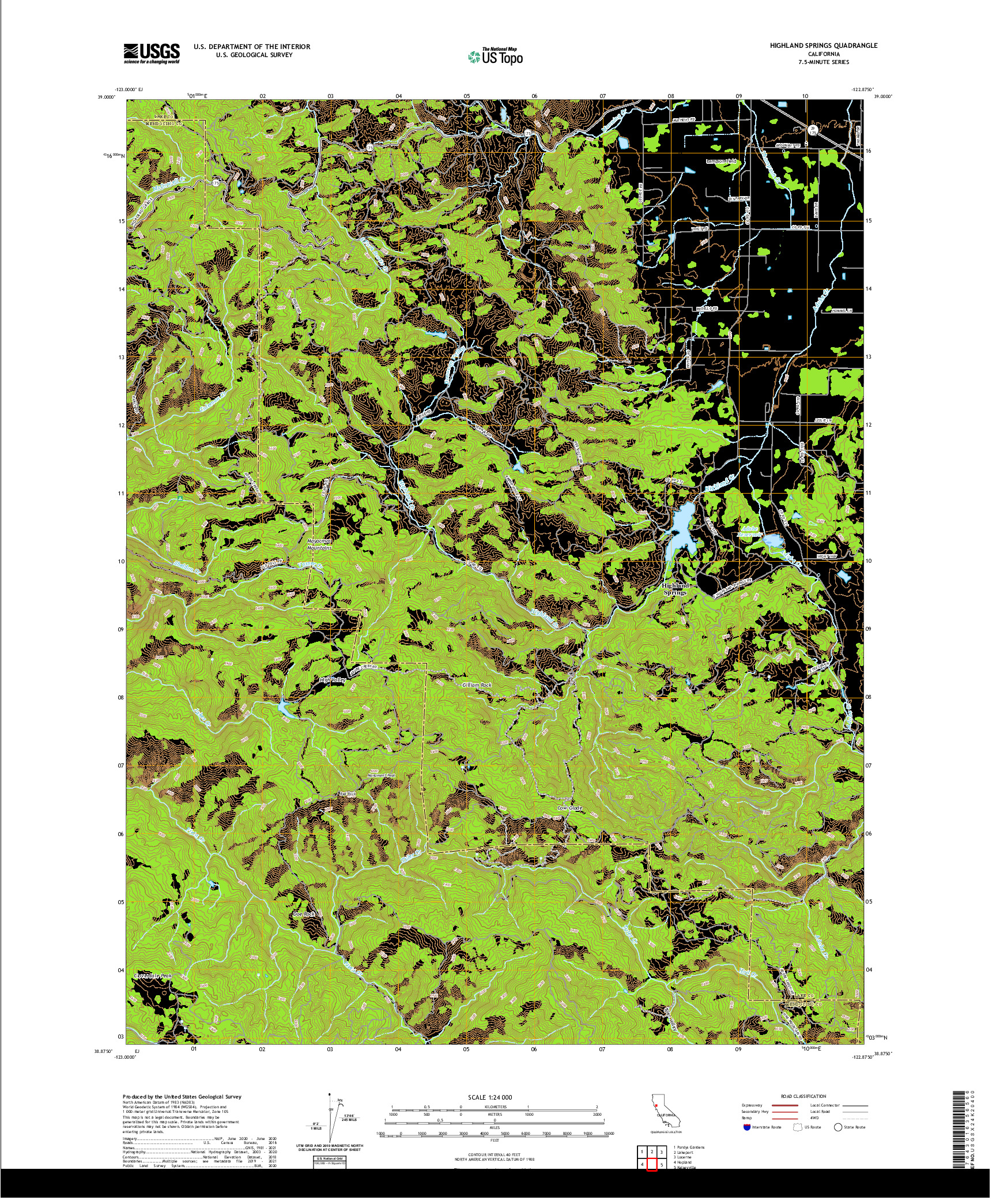 US TOPO 7.5-MINUTE MAP FOR HIGHLAND SPRINGS, CA