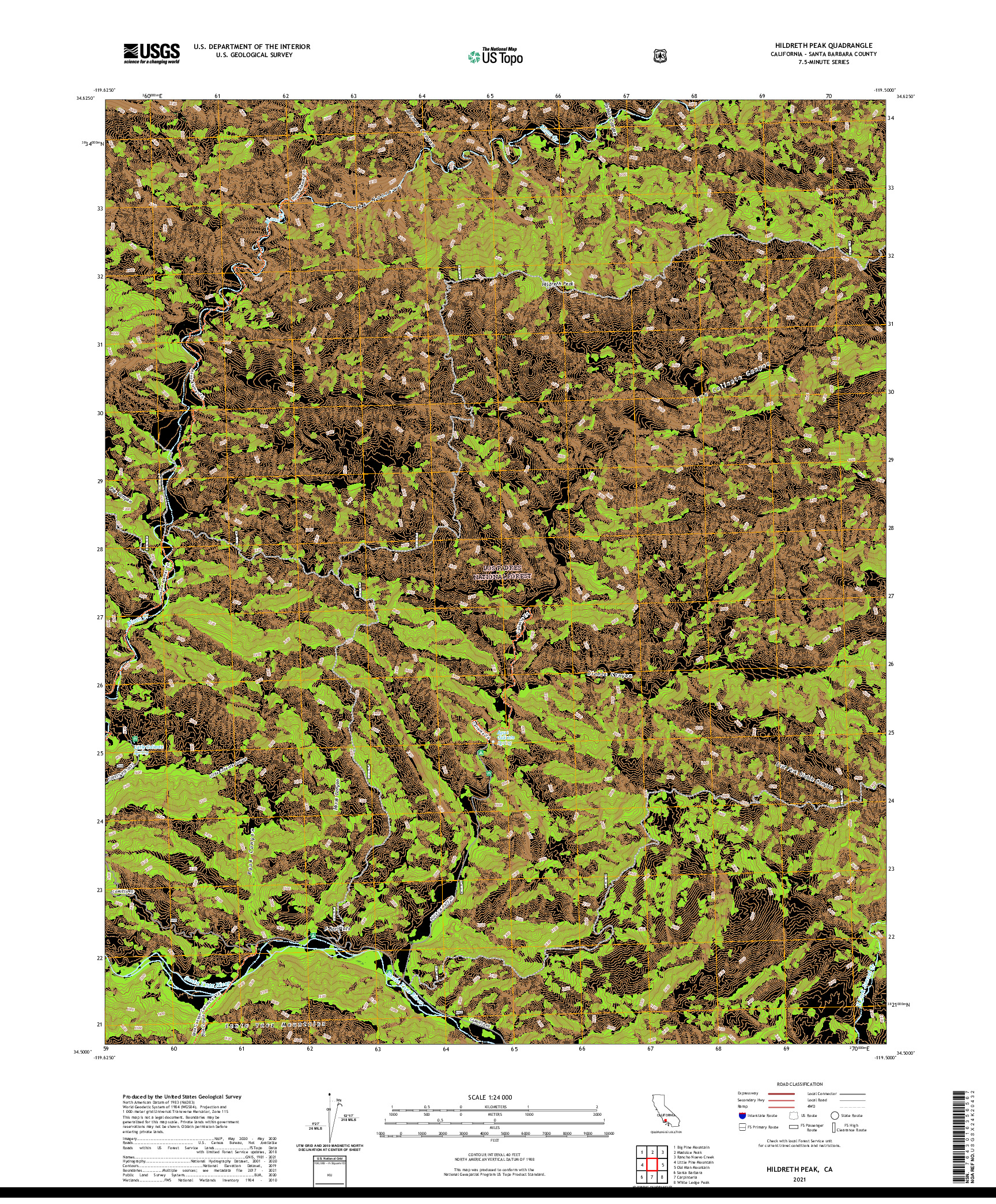 US TOPO 7.5-MINUTE MAP FOR HILDRETH PEAK, CA