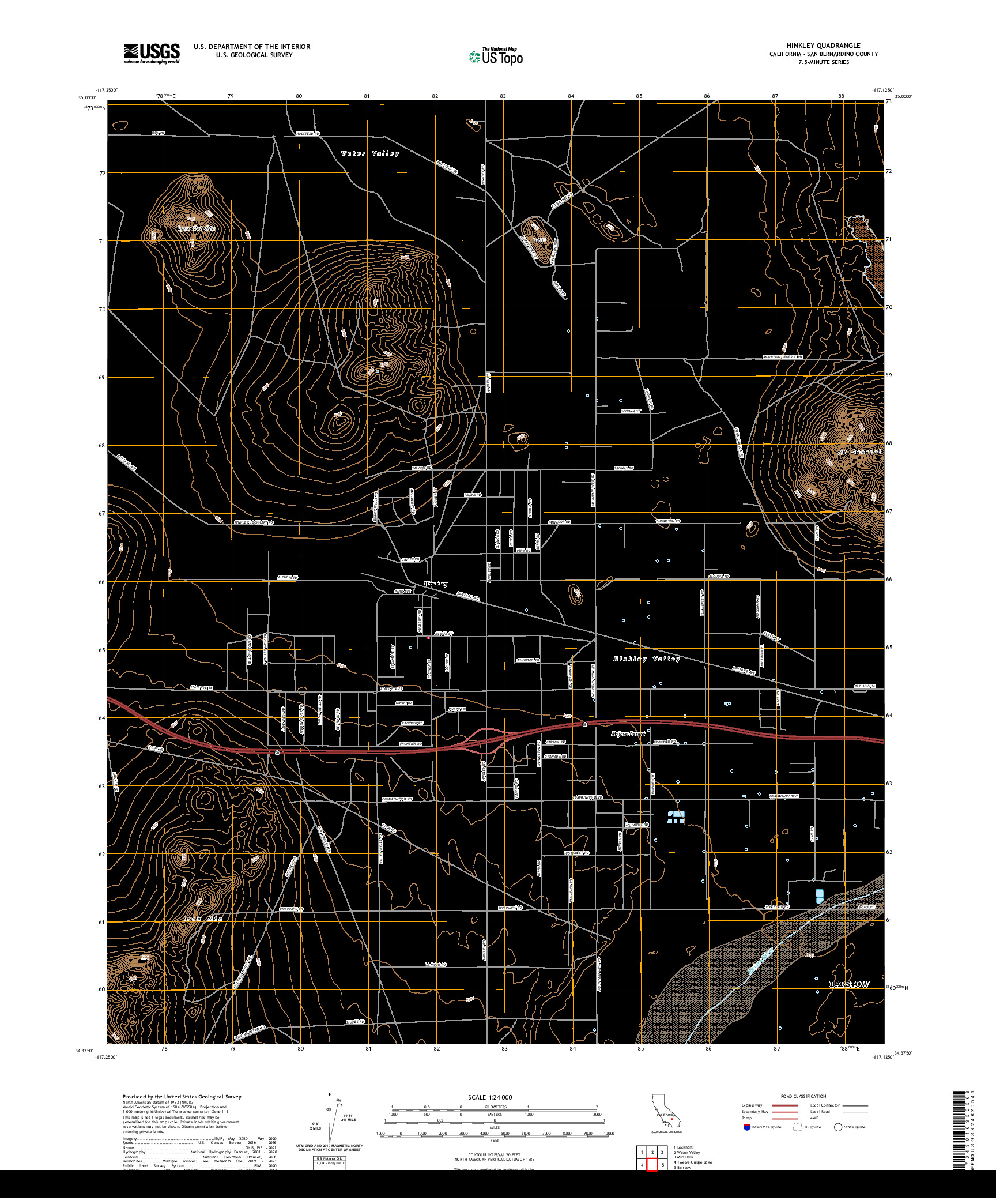 US TOPO 7.5-MINUTE MAP FOR HINKLEY, CA