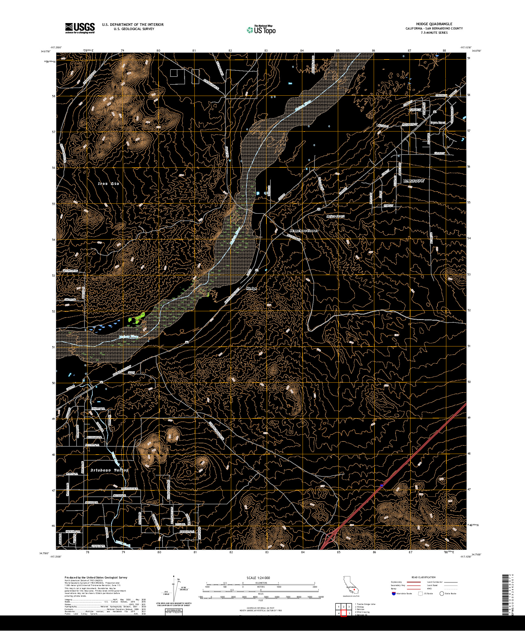 US TOPO 7.5-MINUTE MAP FOR HODGE, CA