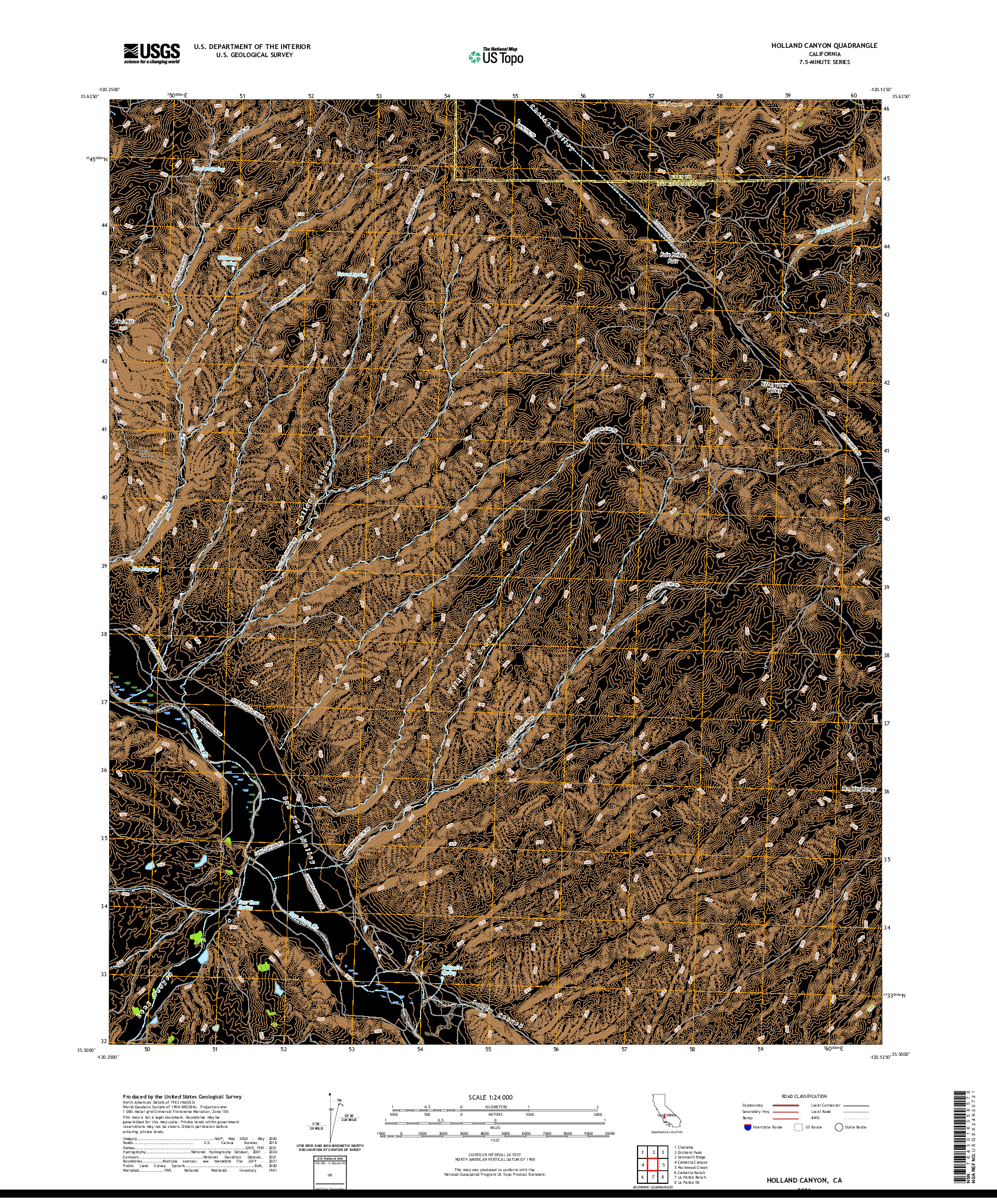 US TOPO 7.5-MINUTE MAP FOR HOLLAND CANYON, CA