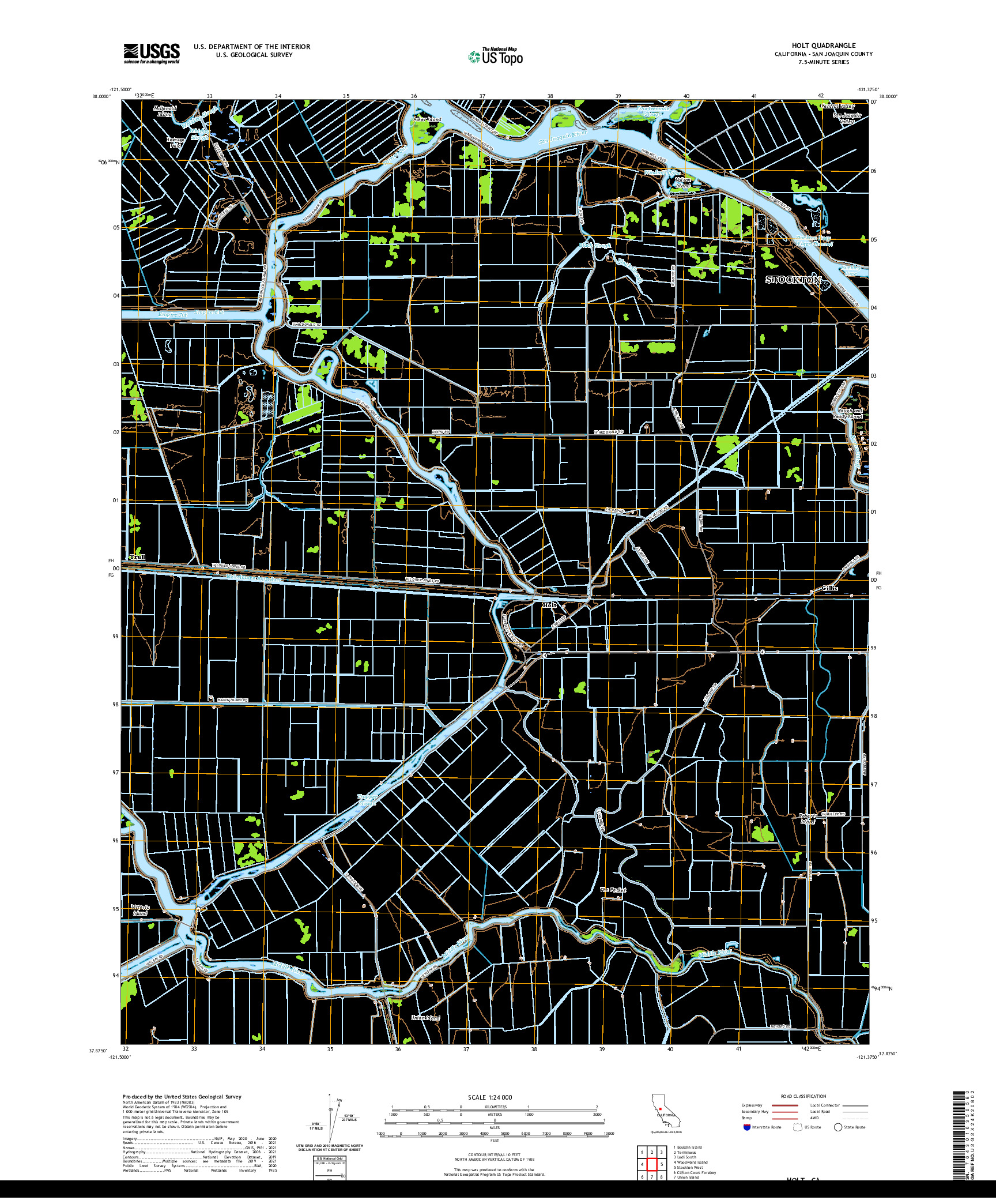 US TOPO 7.5-MINUTE MAP FOR HOLT, CA