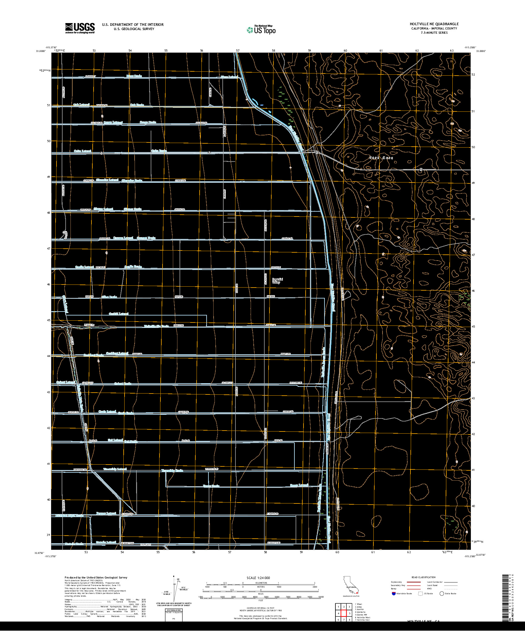 US TOPO 7.5-MINUTE MAP FOR HOLTVILLE NE, CA