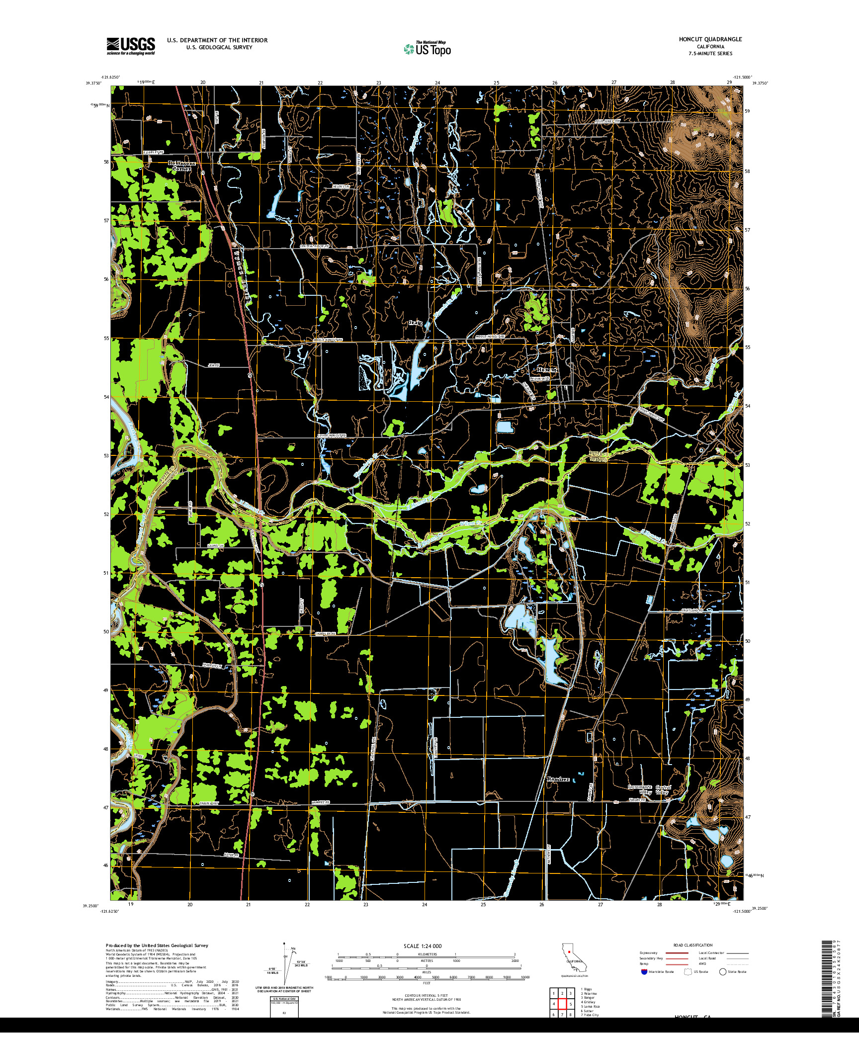 US TOPO 7.5-MINUTE MAP FOR HONCUT, CA