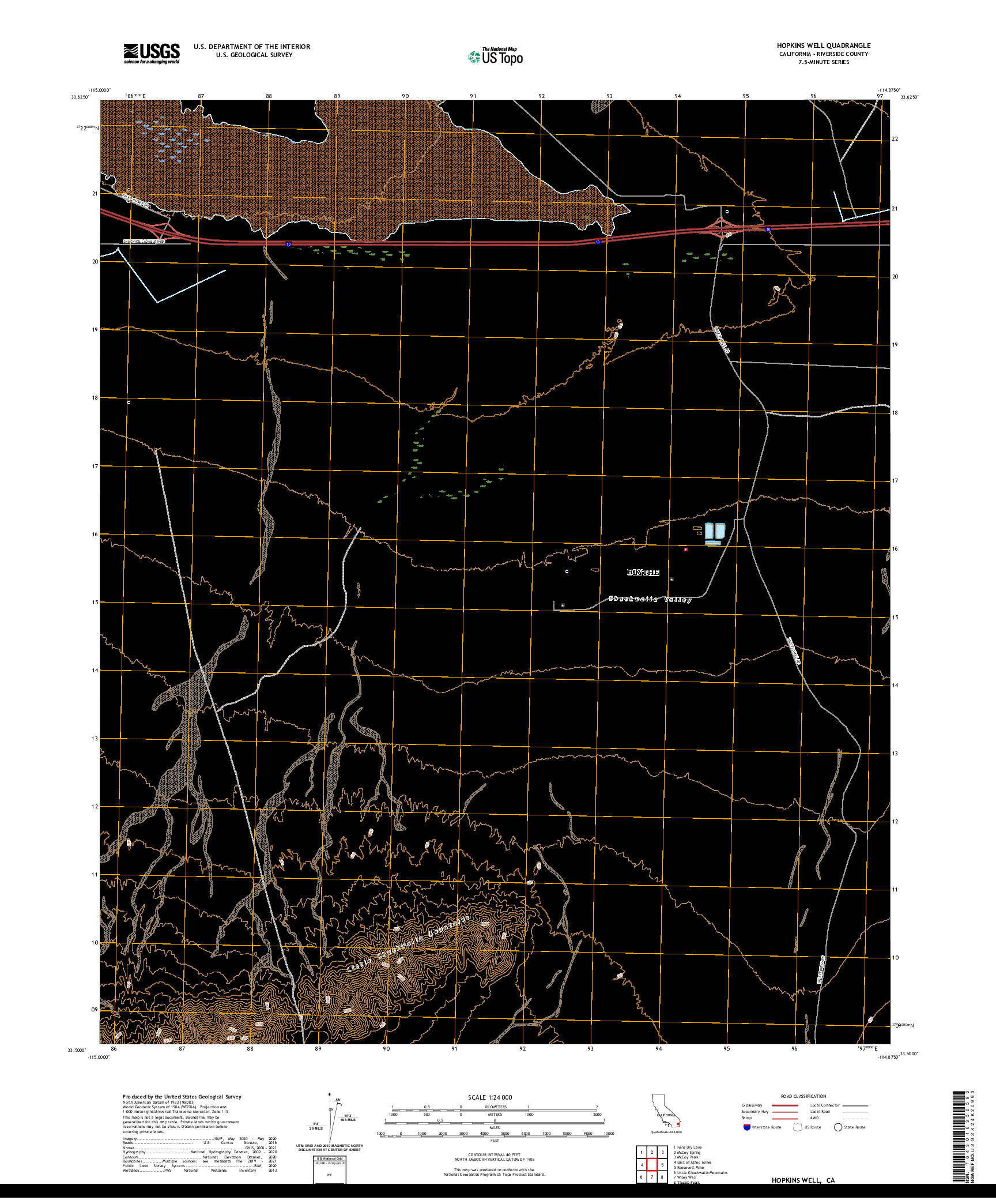 US TOPO 7.5-MINUTE MAP FOR HOPKINS WELL, CA