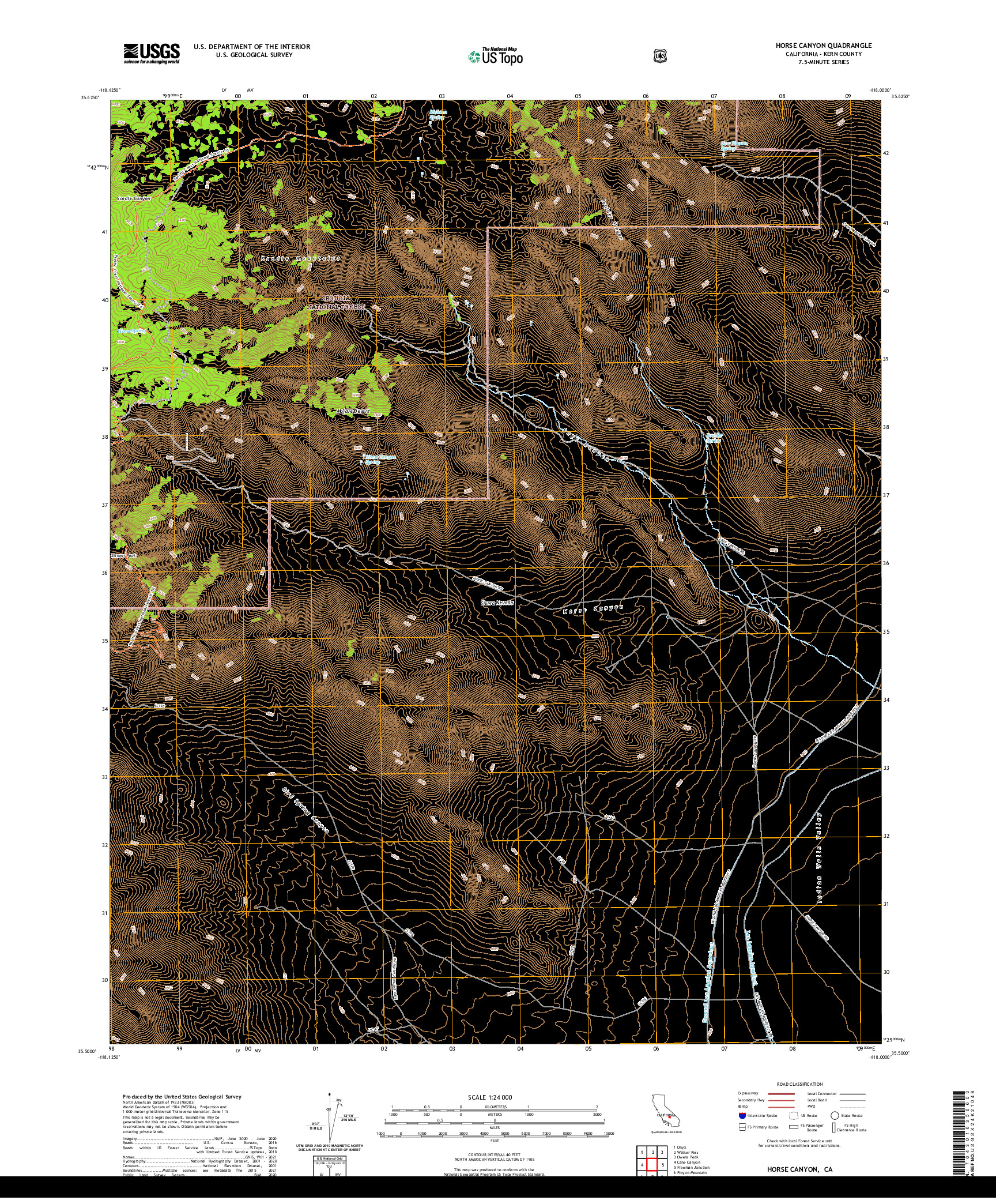 US TOPO 7.5-MINUTE MAP FOR HORSE CANYON, CA