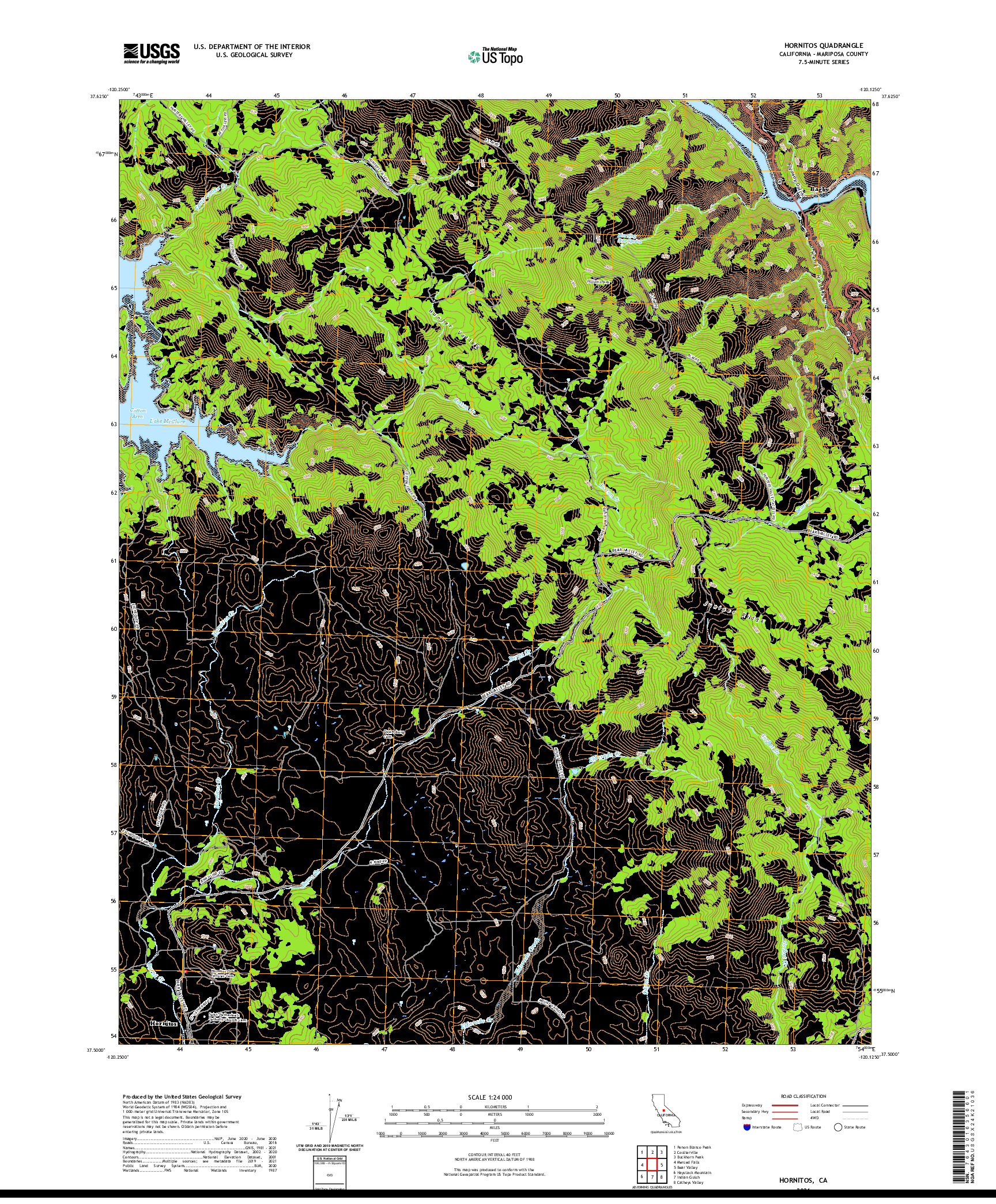 US TOPO 7.5-MINUTE MAP FOR HORNITOS, CA