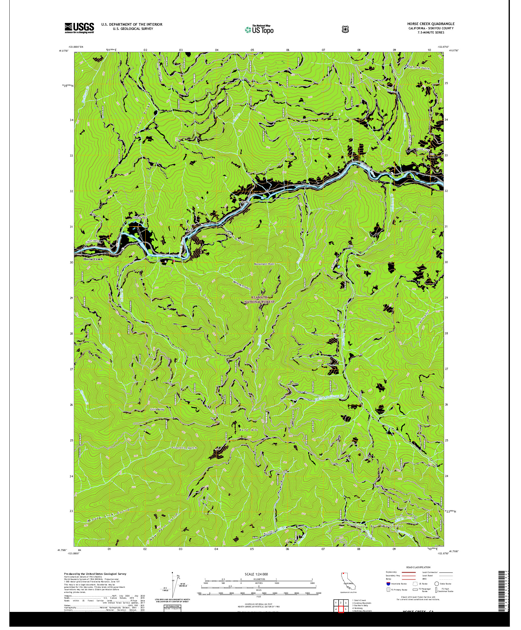 US TOPO 7.5-MINUTE MAP FOR HORSE CREEK, CA