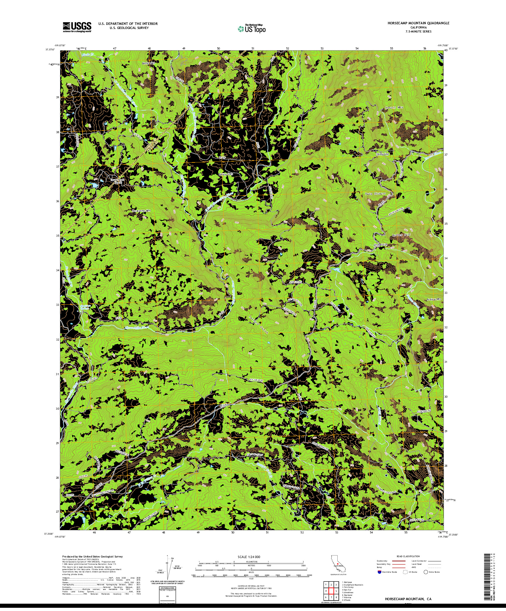 US TOPO 7.5-MINUTE MAP FOR HORSECAMP MOUNTAIN, CA