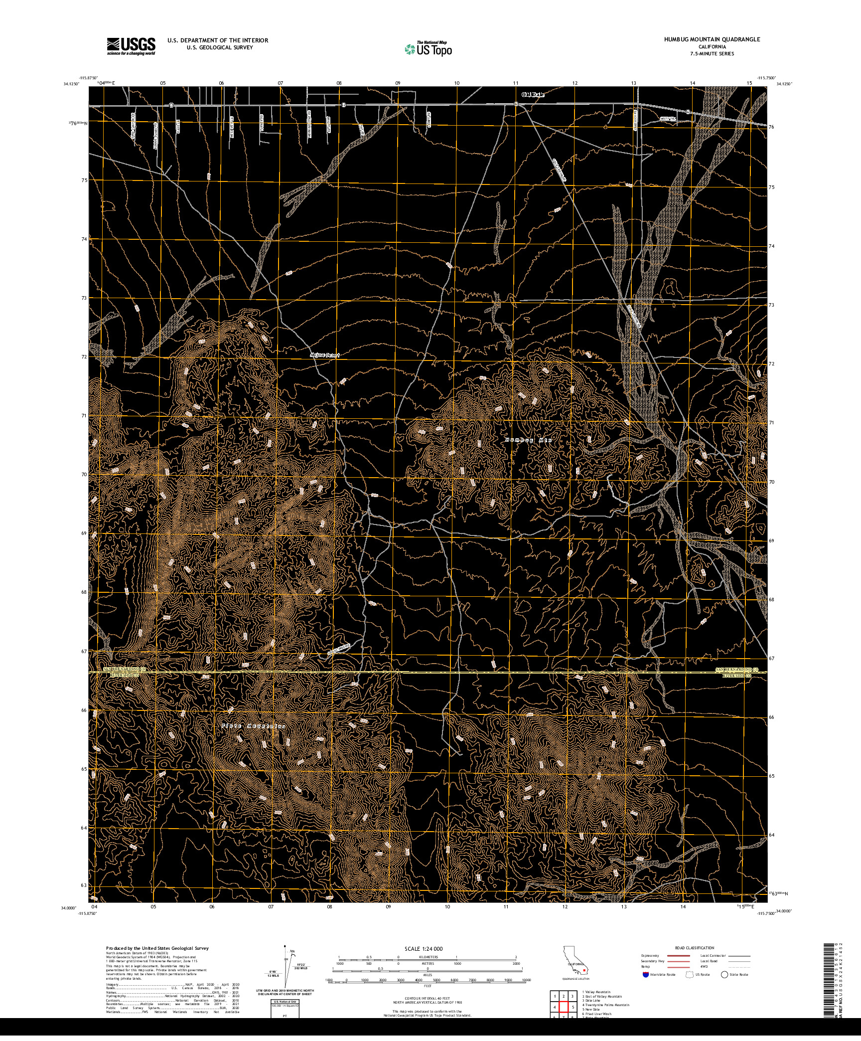 US TOPO 7.5-MINUTE MAP FOR HUMBUG MOUNTAIN, CA