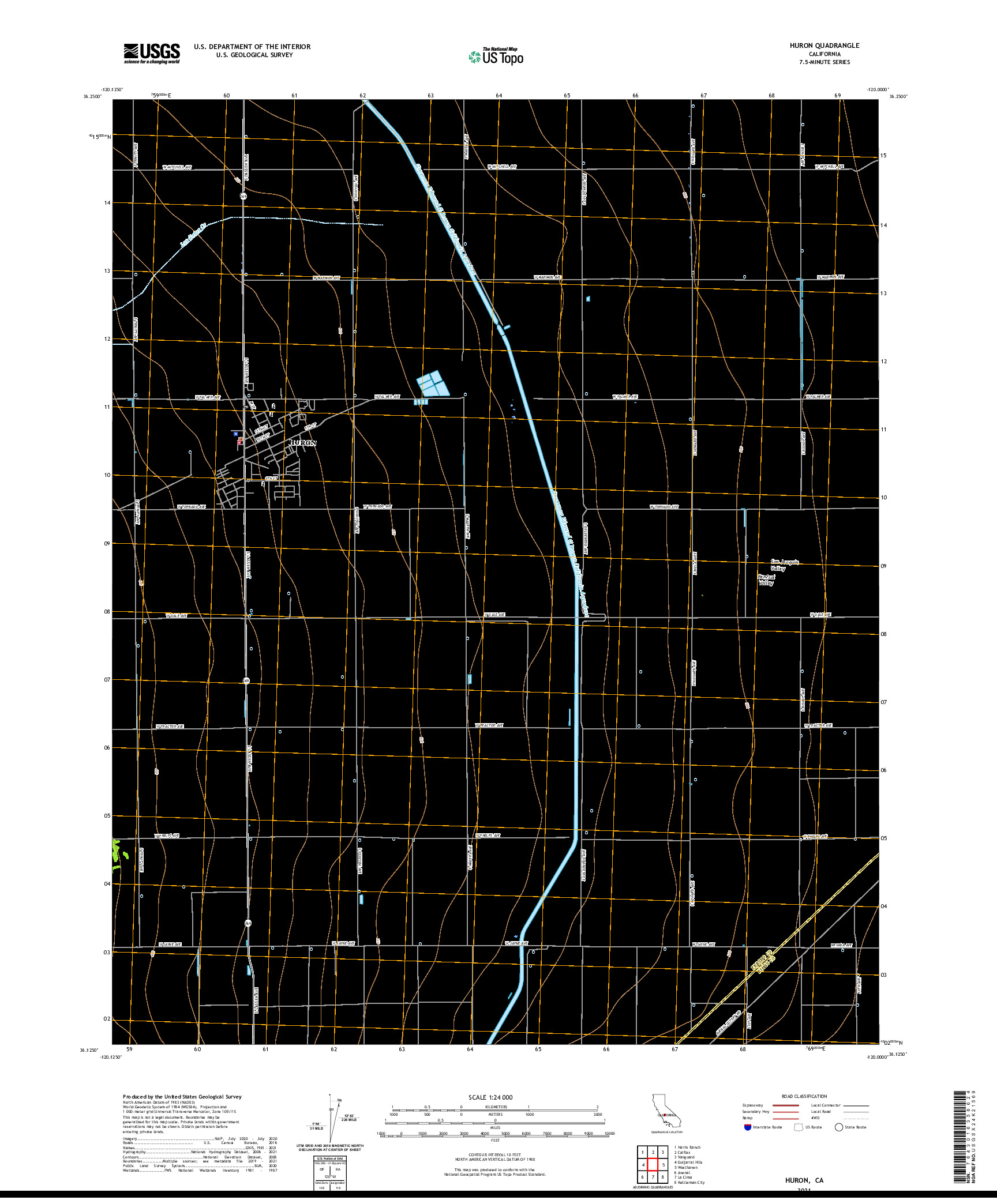 US TOPO 7.5-MINUTE MAP FOR HURON, CA