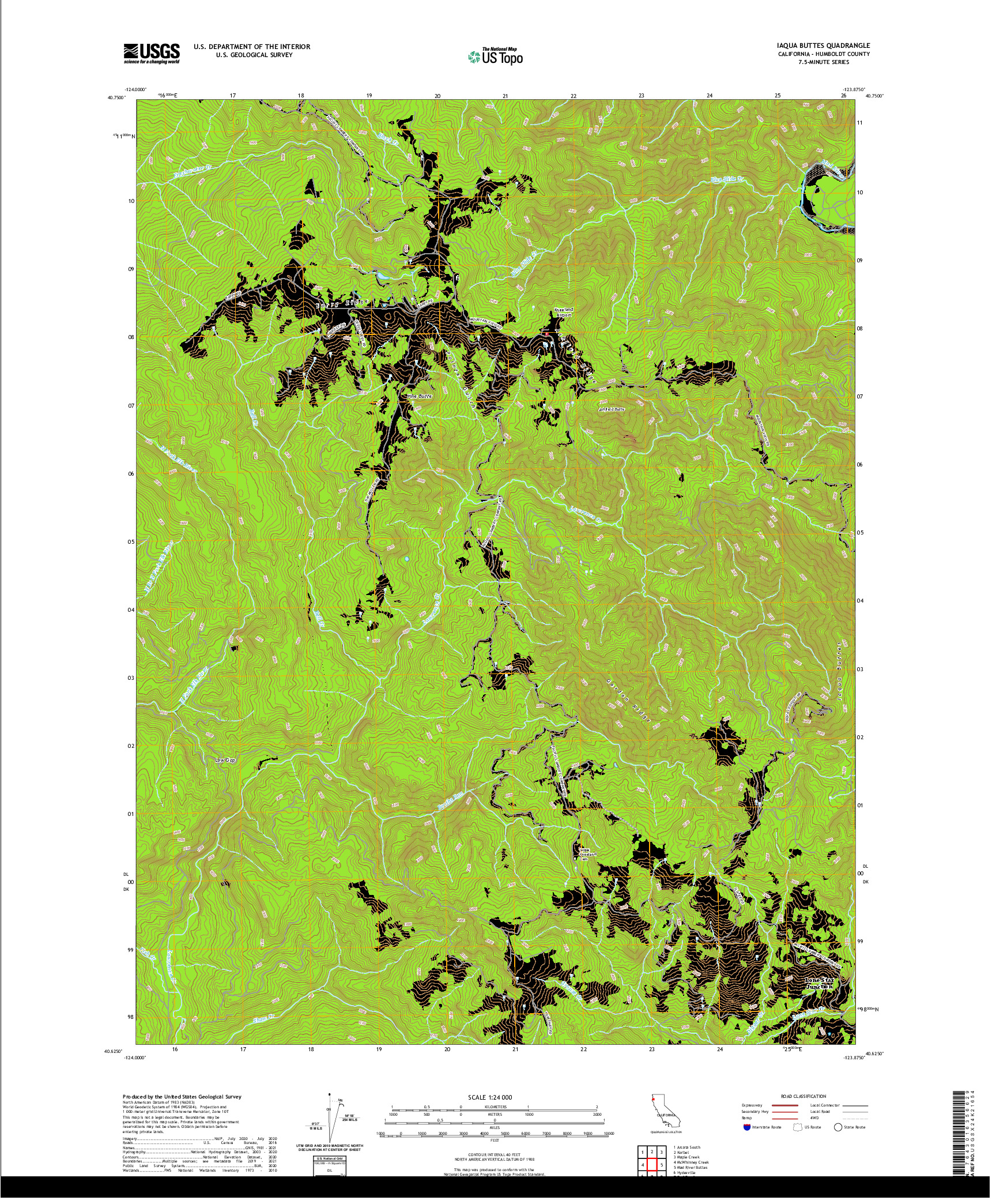 US TOPO 7.5-MINUTE MAP FOR IAQUA BUTTES, CA