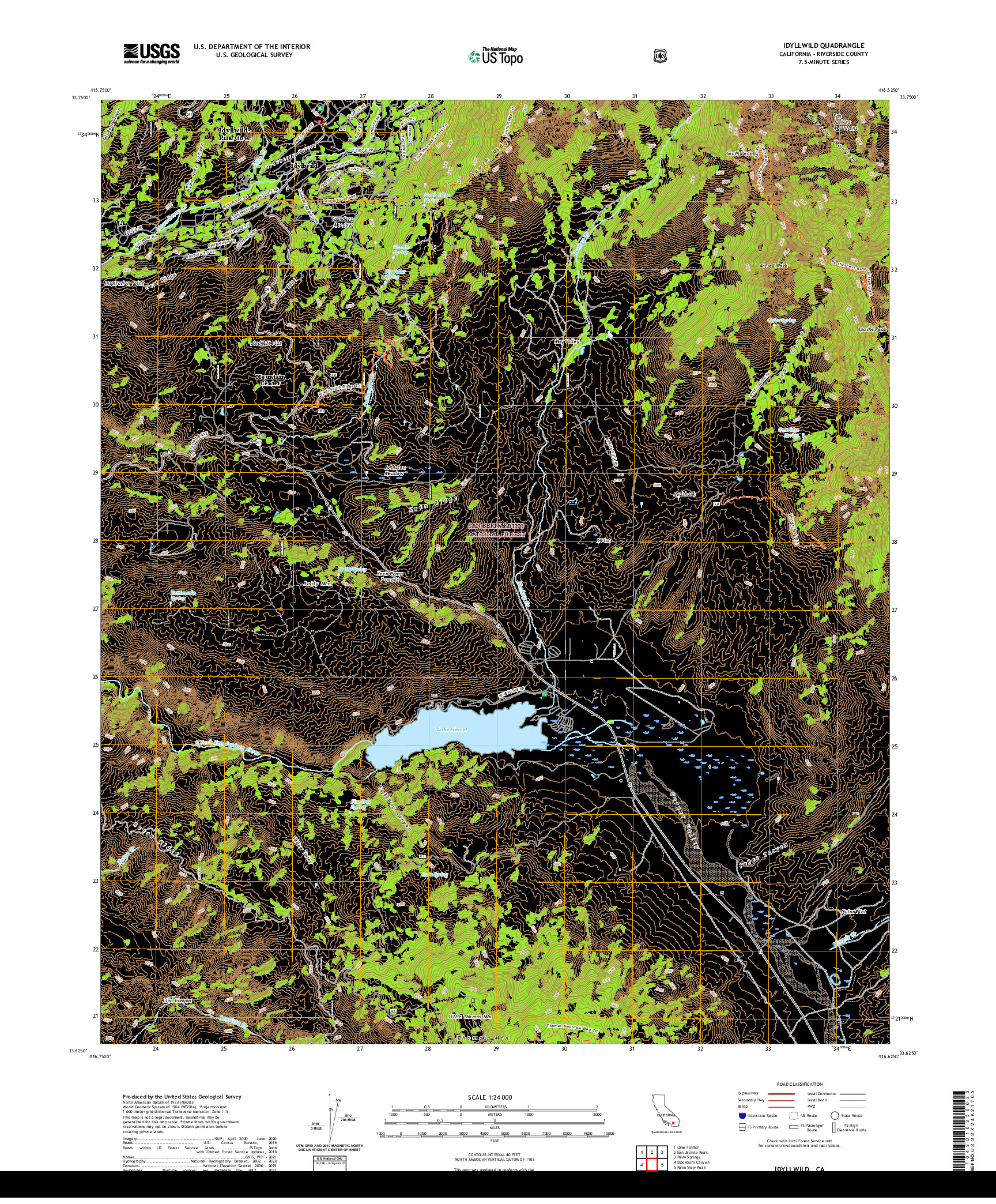 US TOPO 7.5-MINUTE MAP FOR IDYLLWILD, CA