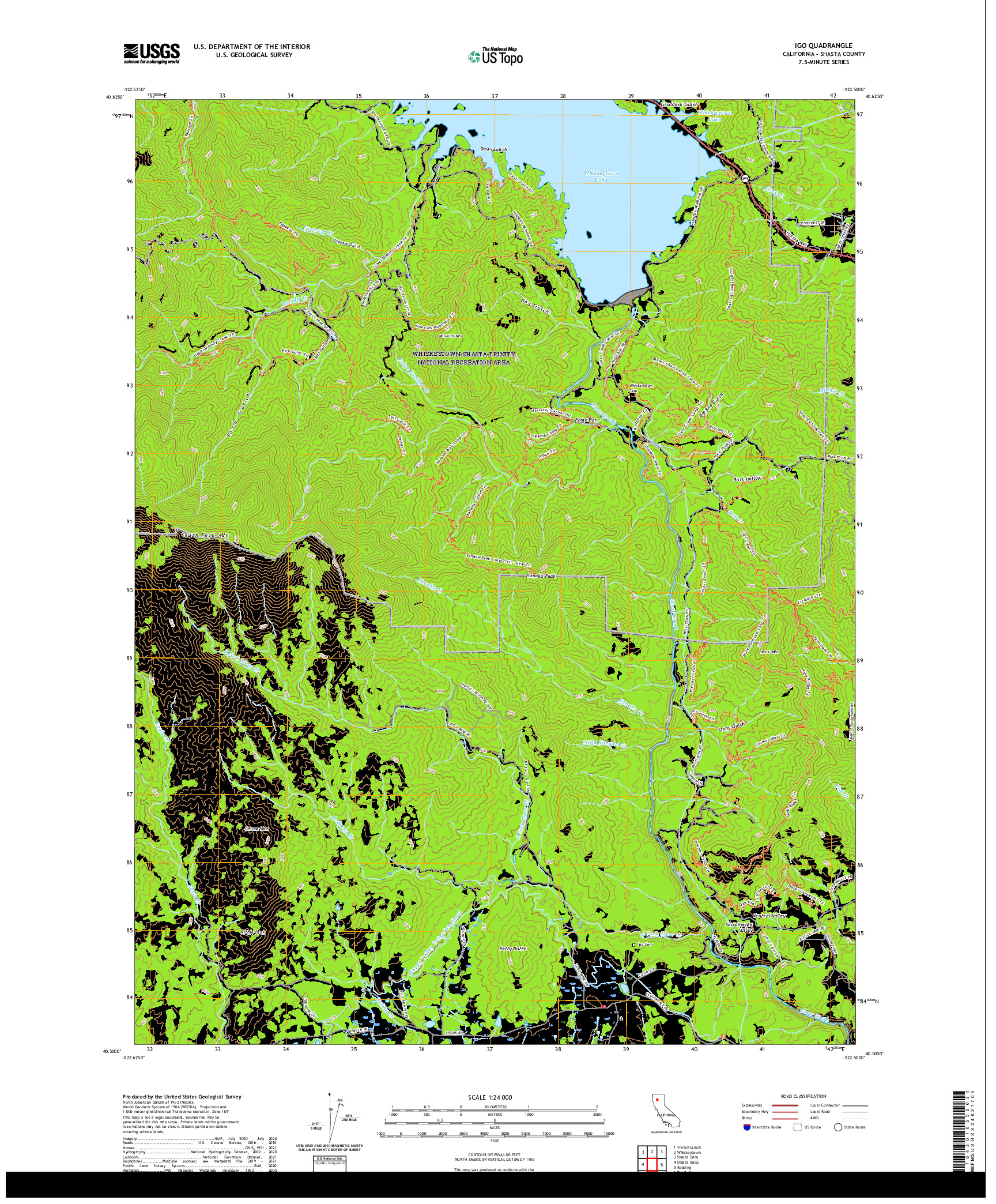 US TOPO 7.5-MINUTE MAP FOR IGO, CA