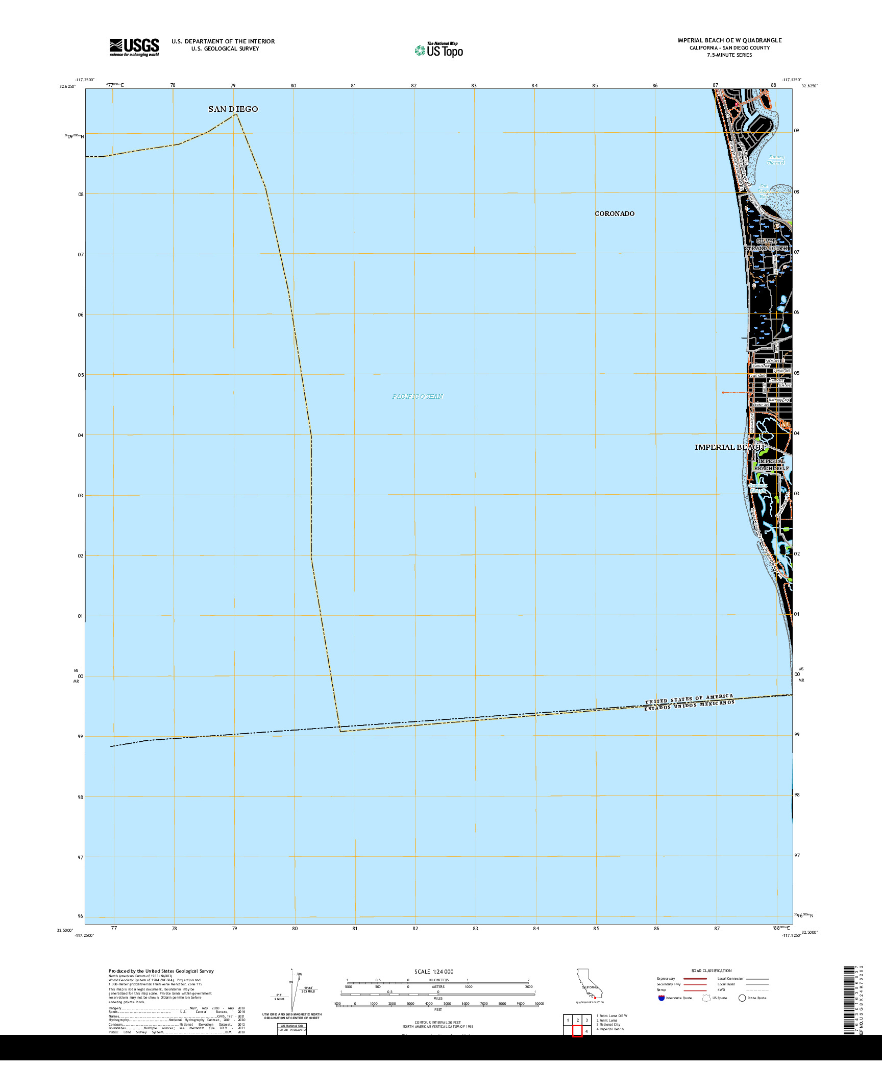 US TOPO 7.5-MINUTE MAP FOR IMPERIAL BEACH OE W, CA