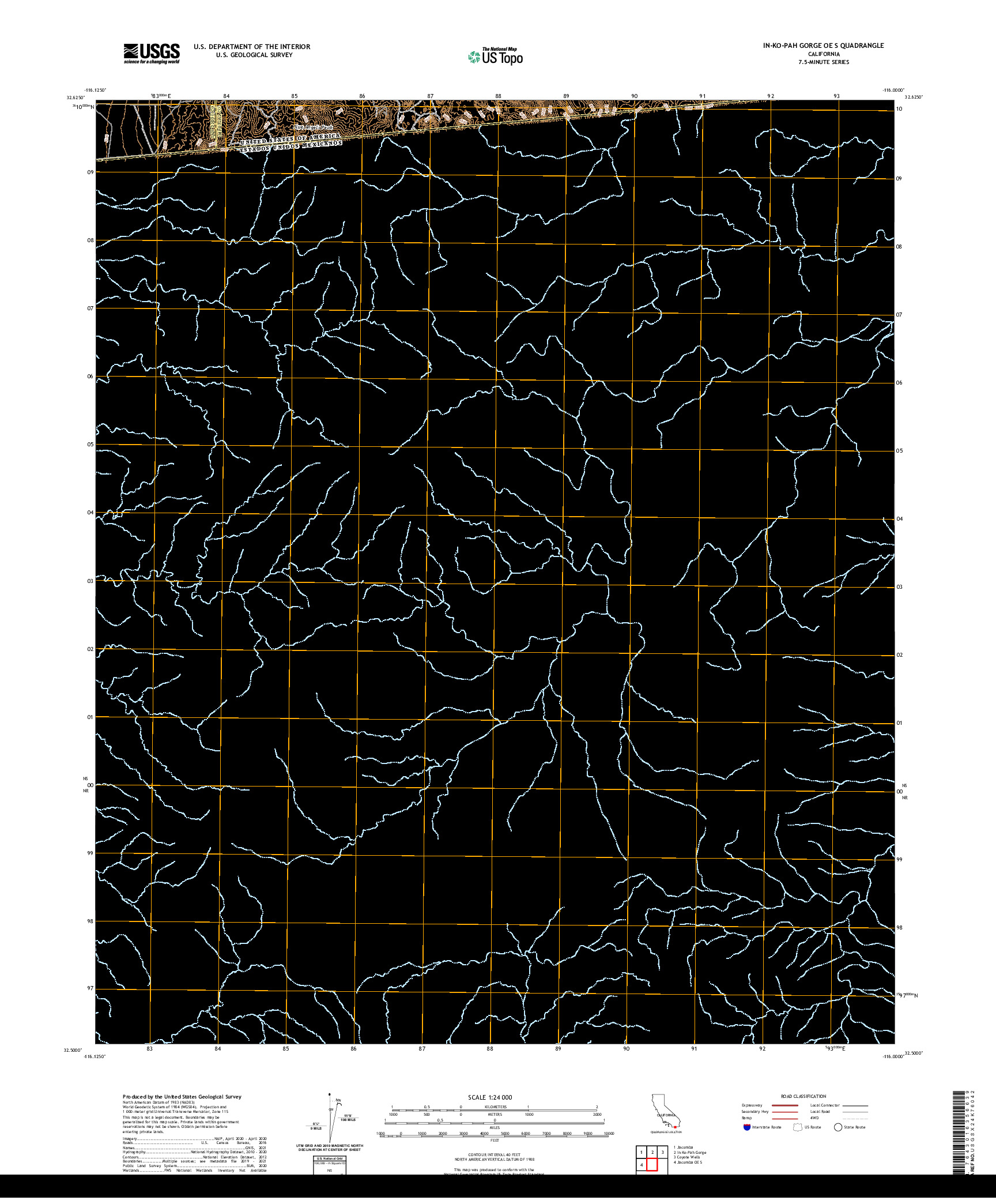 US TOPO 7.5-MINUTE MAP FOR IN-KO-PAH GORGE OE S, CA,BCN